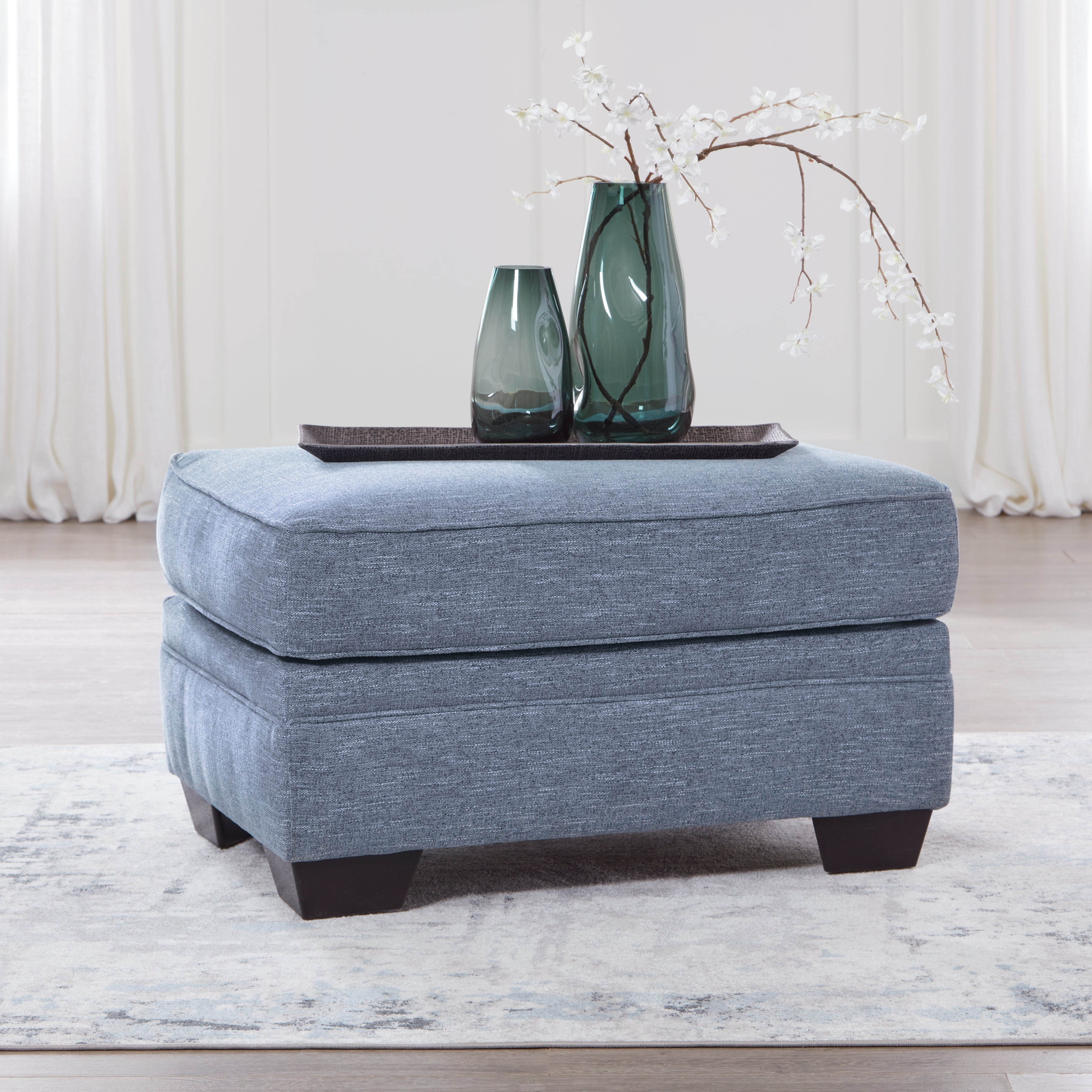 Leasing Furniture - Ashley Furniture - Carissa Manor Living Room - Ottoman / Denim - 3260414