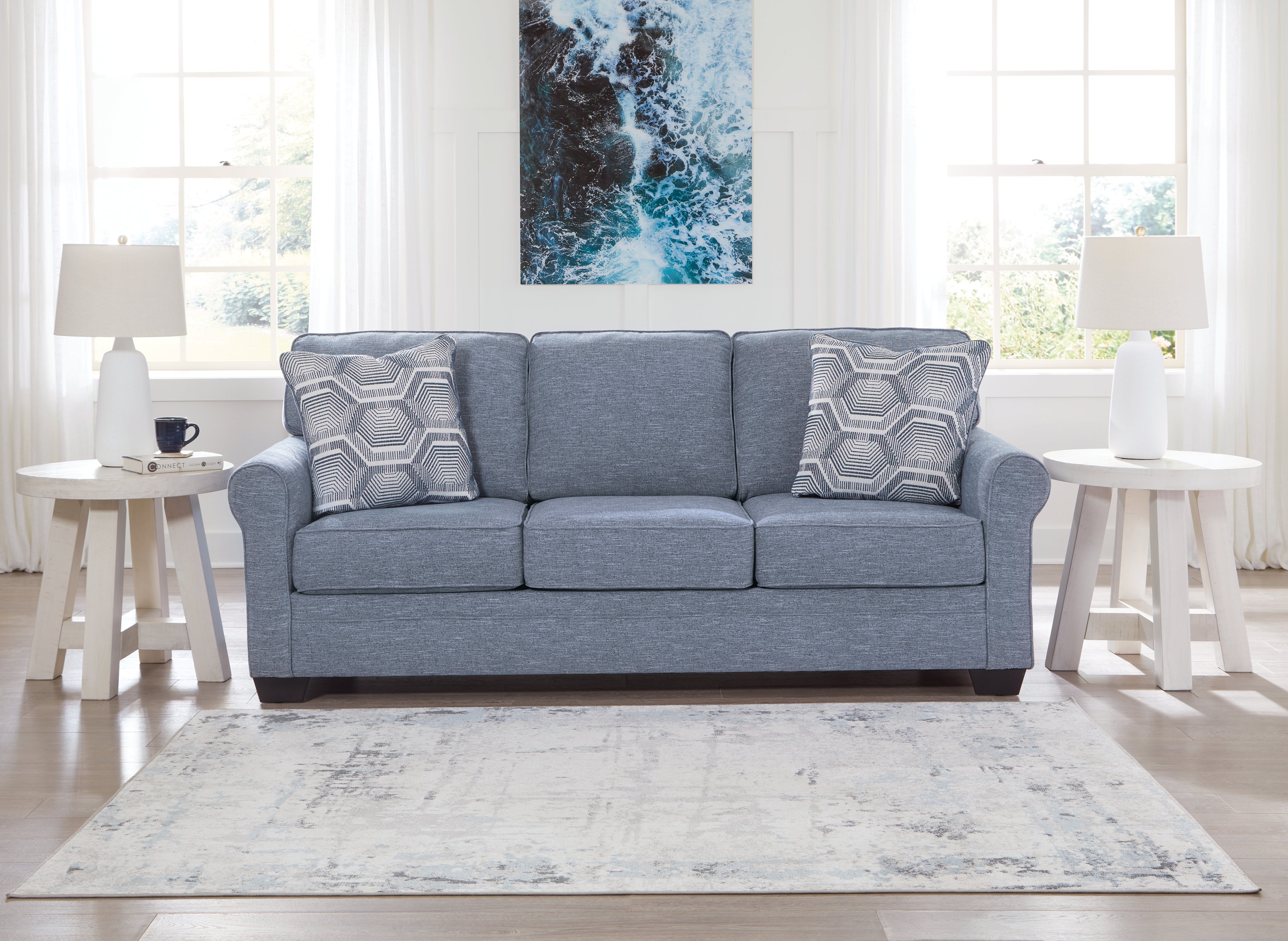Leasing Furniture - Ashley Furniture - Carissa Manor Living Room - Sofa / Denim - 3260438