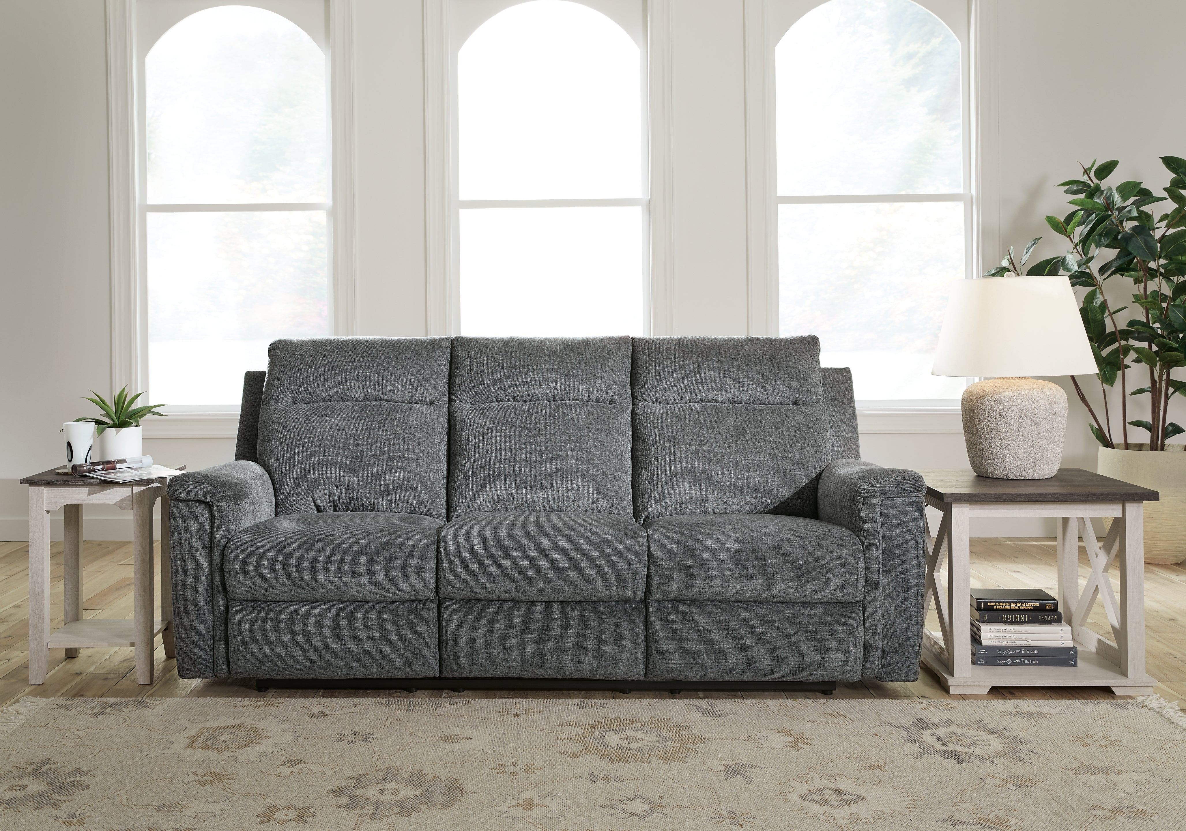 Leasing Furniture - Ashley Furniture - Barnsana Living Room - Reclining Power Sofa / Gravel - 3320287