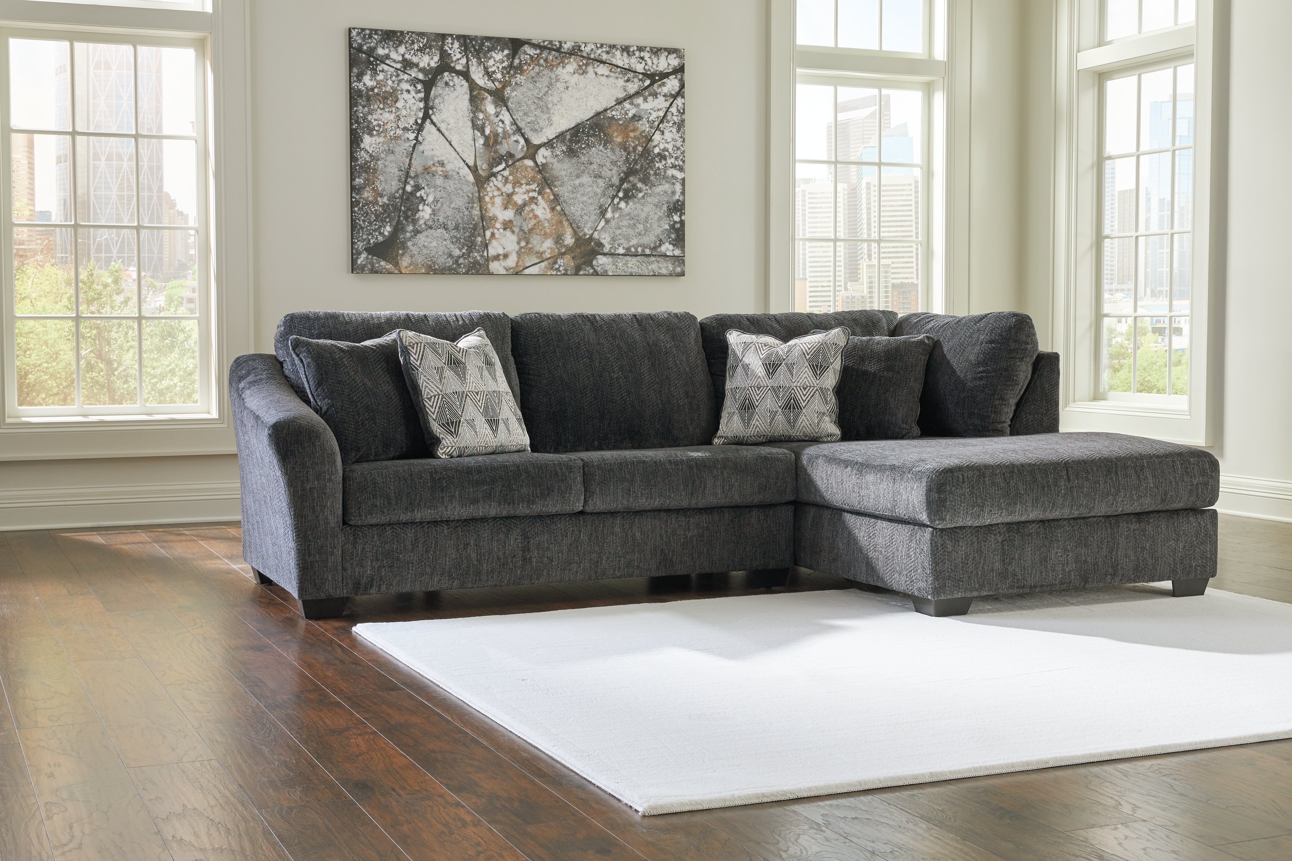 Leasing Furniture - Ashley Furniture - Biddeford Sectional - LAF 2-Piece Sectional with Chaise / Shadow - 35504S2