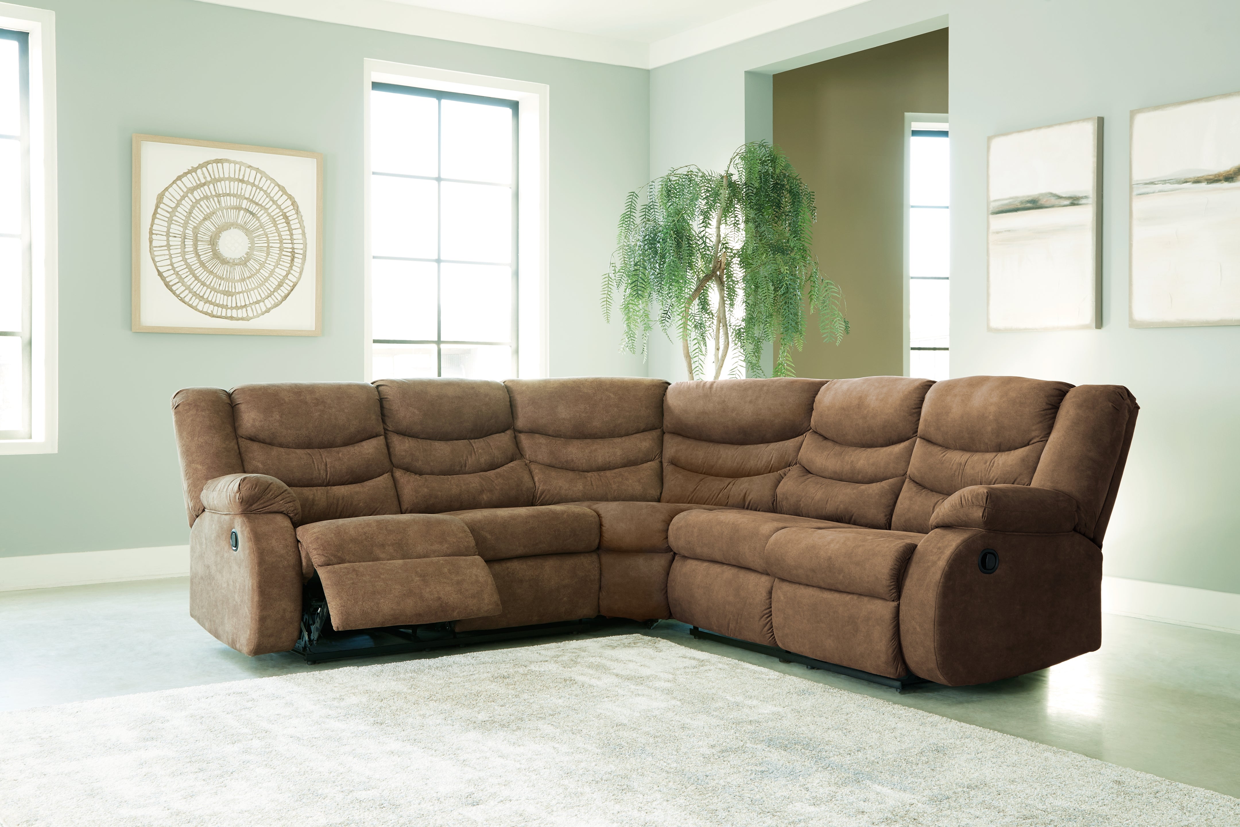 Leasing Furniture - Ashley Furniture - Partymate Sectional - 2-Piece Reclining Sectional / Brindle - 36902S2