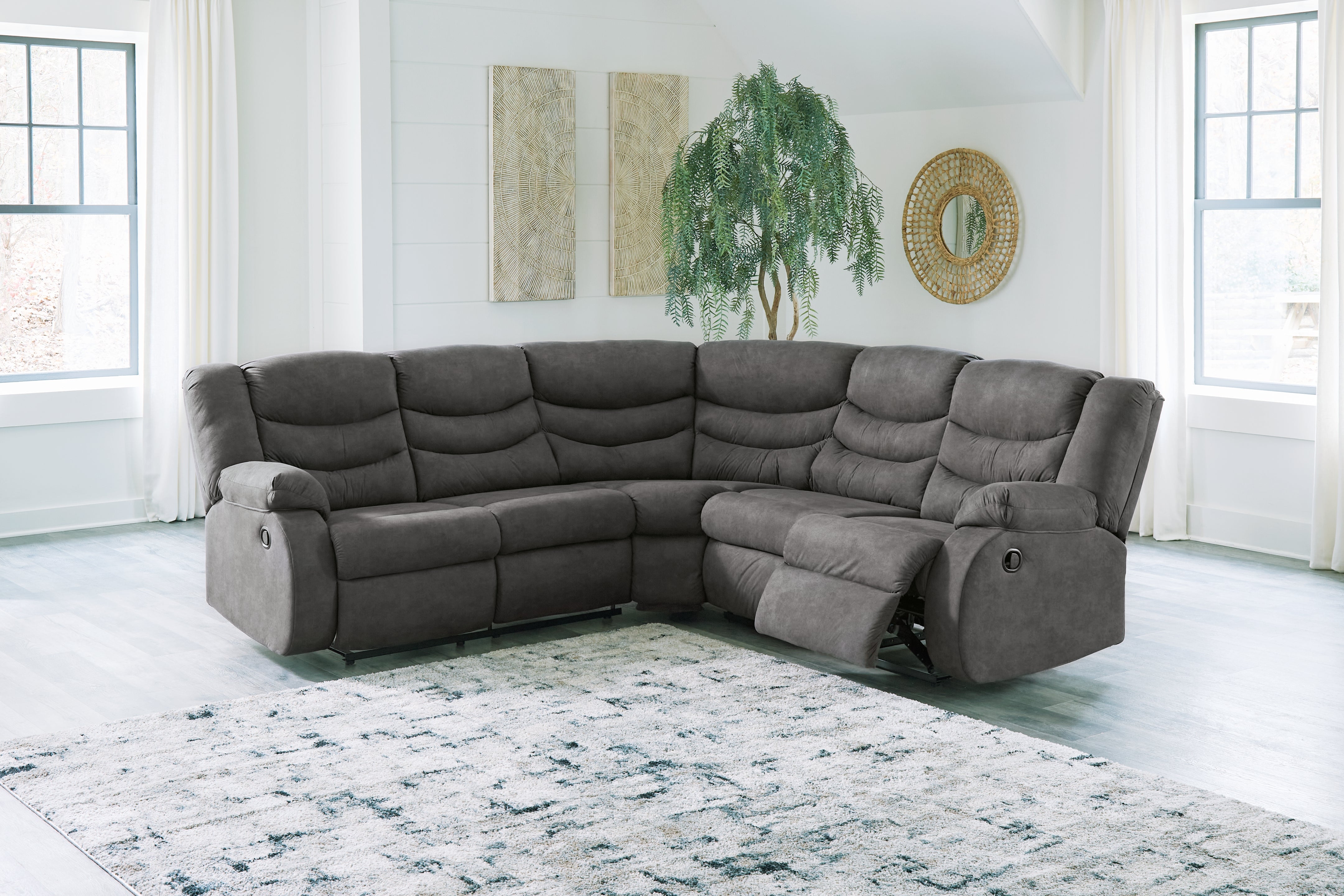 Leasing Furniture - Ashley Furniture - Partymate Sectional - 2-Piece Reclining Sectional / Slate - 36903S2