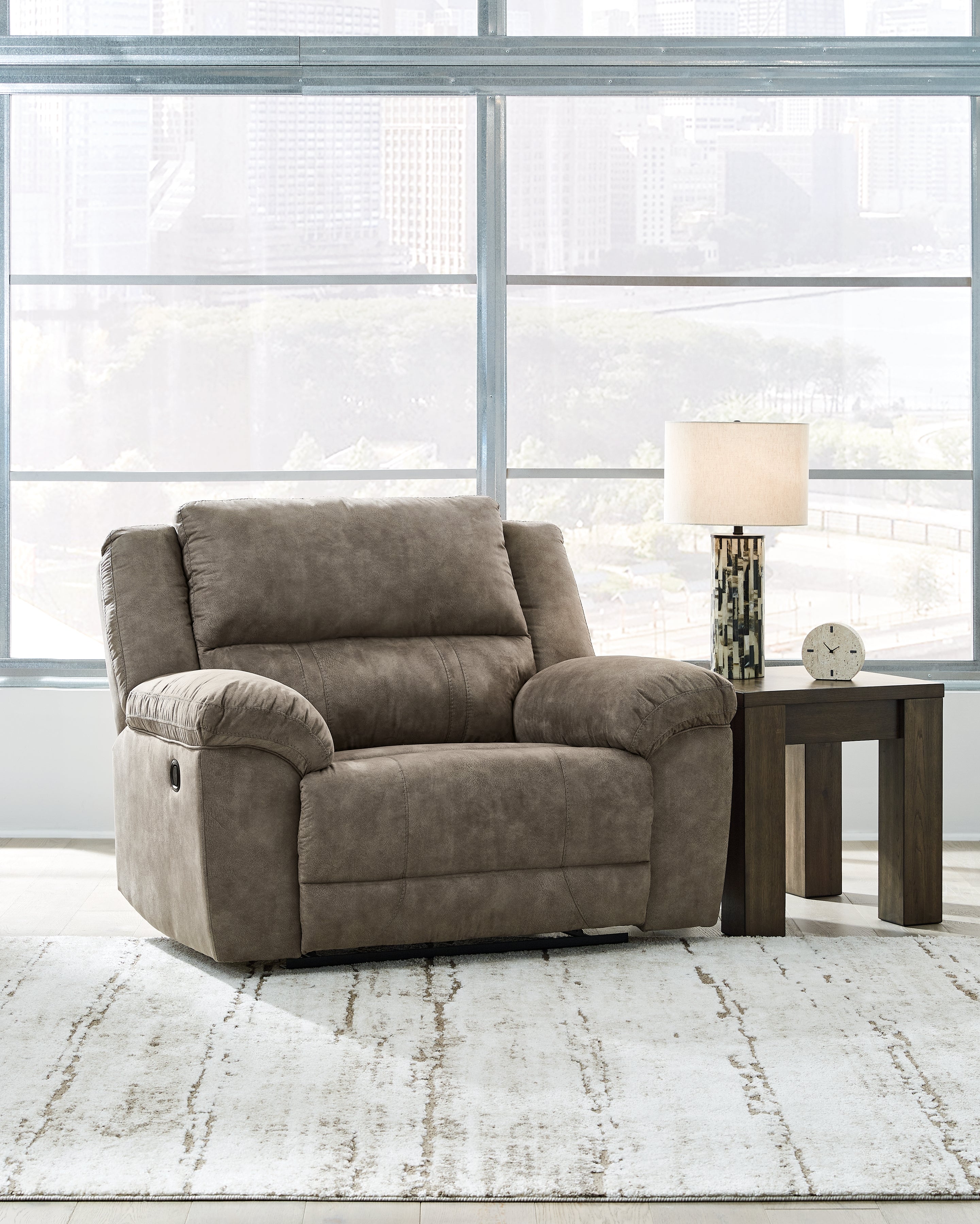 Leasing Furniture - Ashley Furniture - Laresview Living Room - DBL Rec Loveseat w/Console / Fossil - 3720394