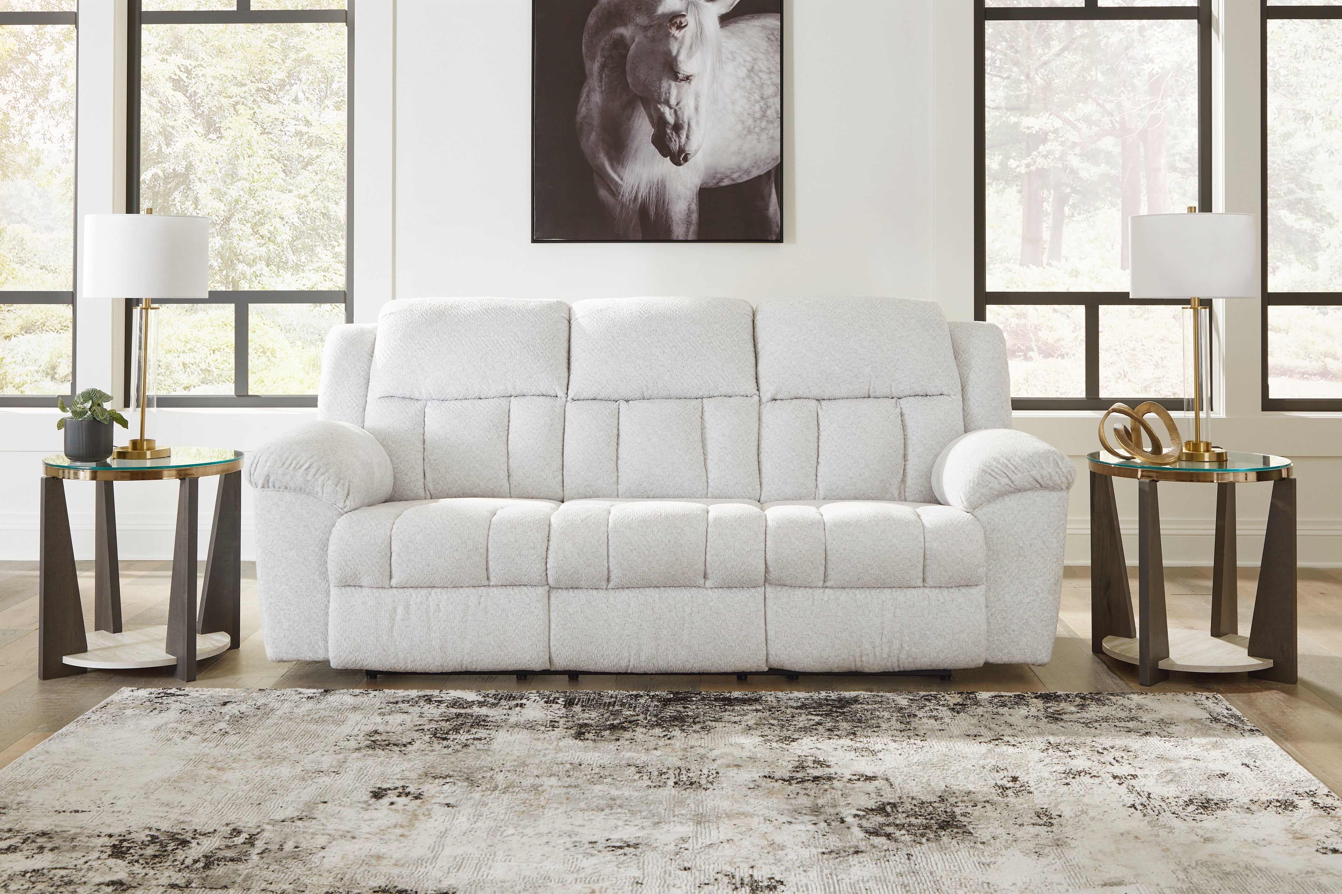 Leasing Furniture - Ashley Furniture - Frohn Living Room - Reclining Sofa / Snow - 3740588
