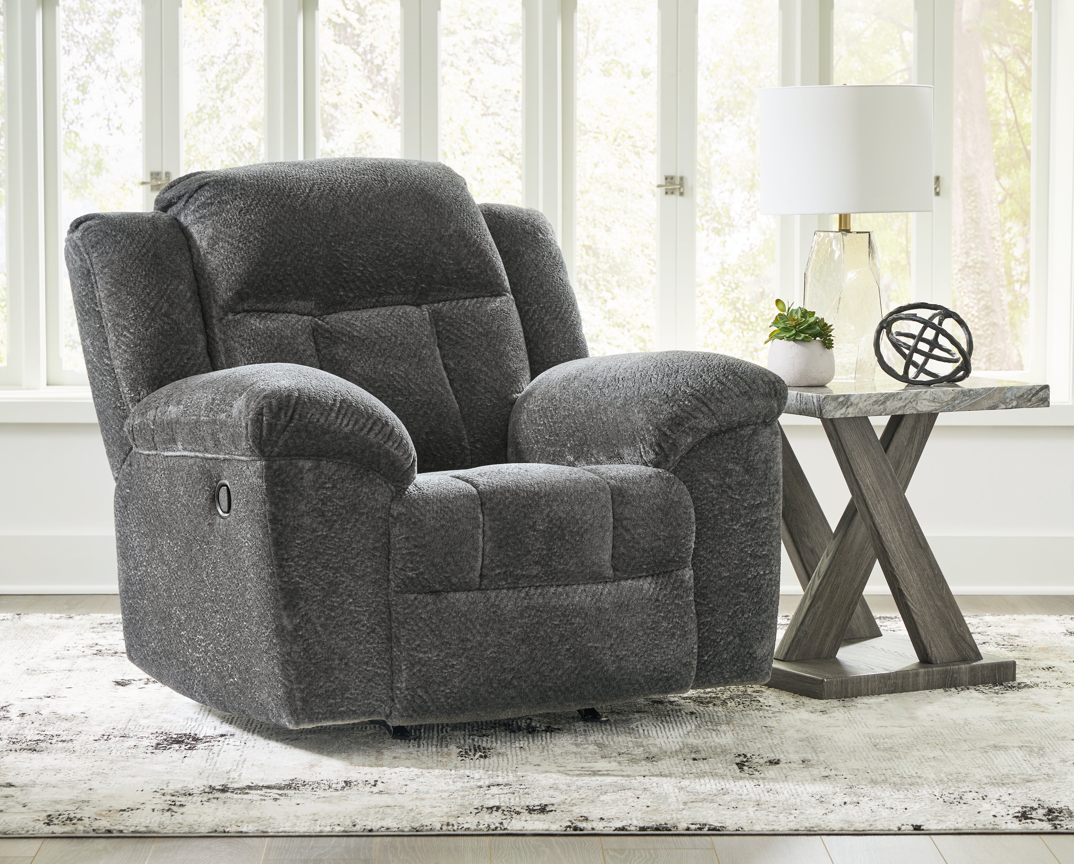 Leasing Furniture - Ashley Furniture - Frohn Living Room - Rocker Recliner / Graphite - 3740625