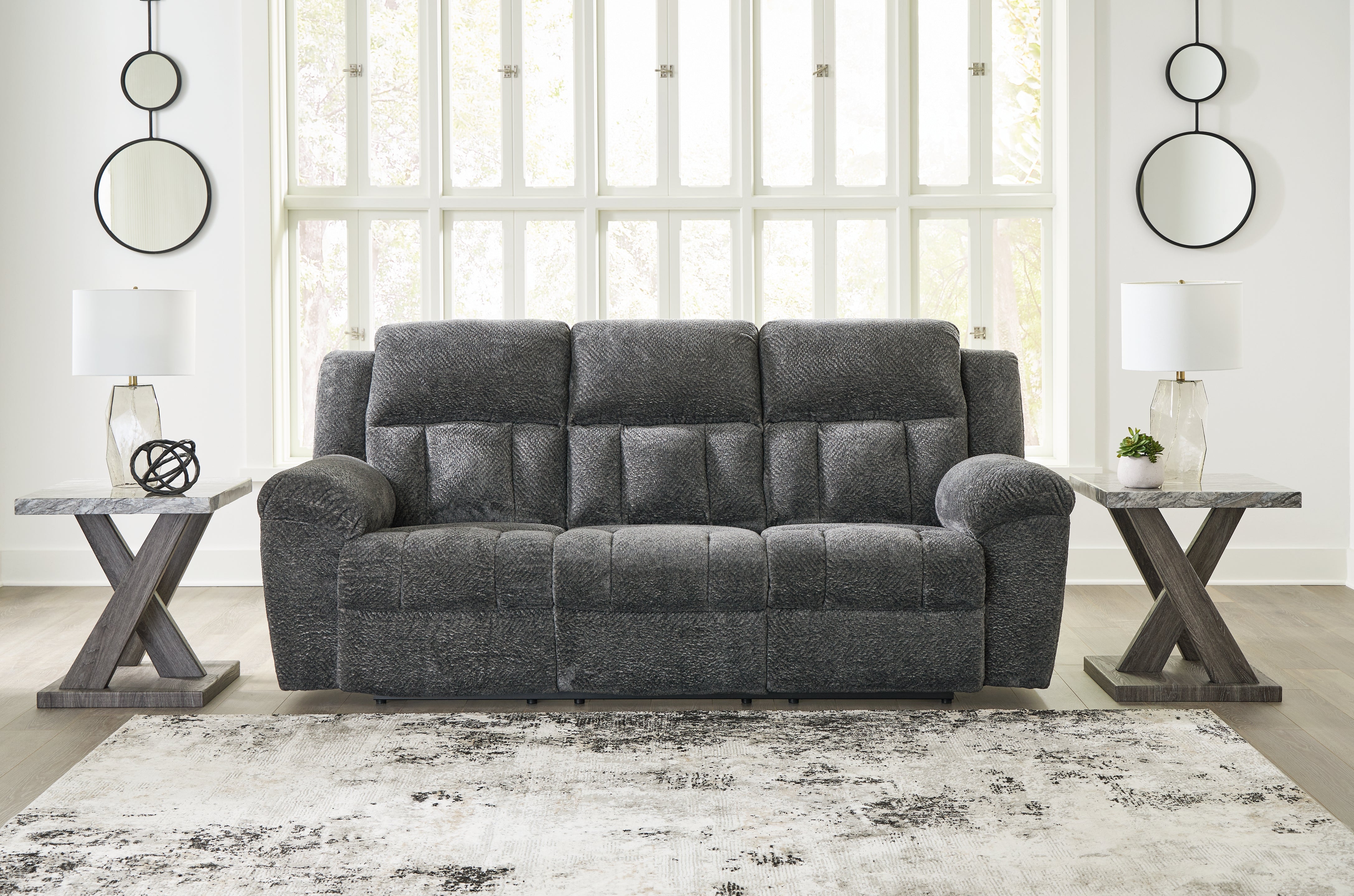 Leasing Furniture - Ashley Furniture - Frohn Living Room - Reclining Sofa / Graphite - 3740688