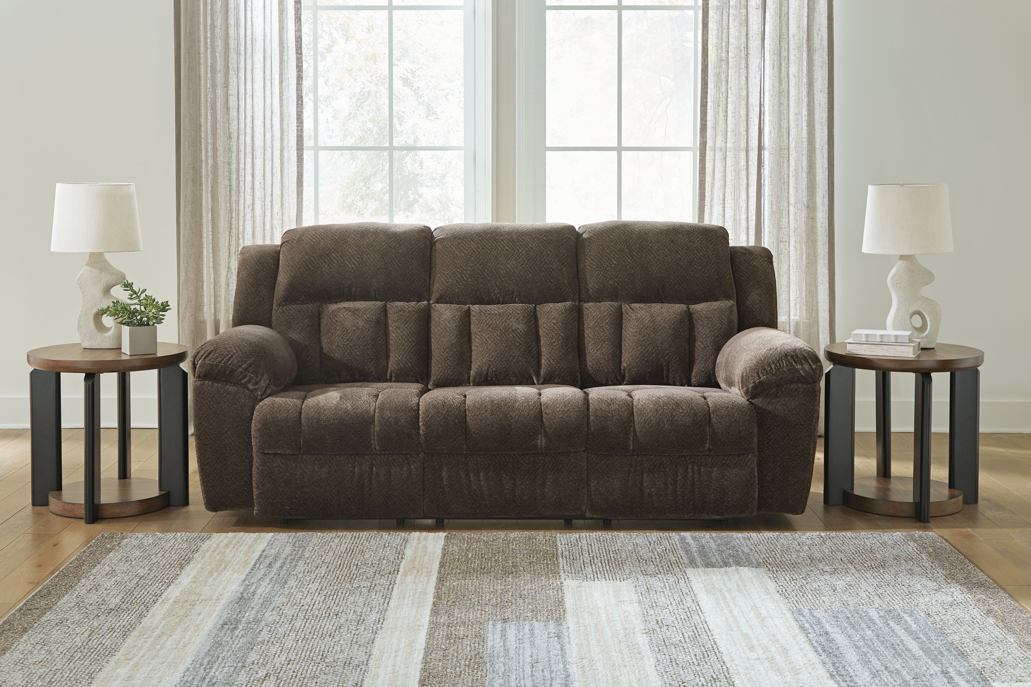 Leasing Furniture - Ashley Furniture - Frohn Living Room - Reclining Sofa / Chocolate - 3740788