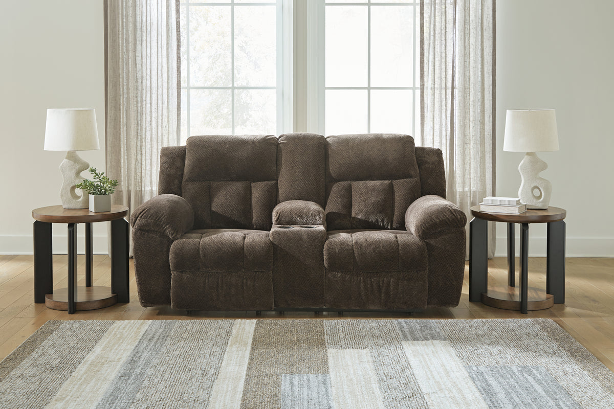 Leasing Furniture - Ashley Furniture - Frohn Living Room - DBL Rec Loveseat w/Console / Snow - 3740594