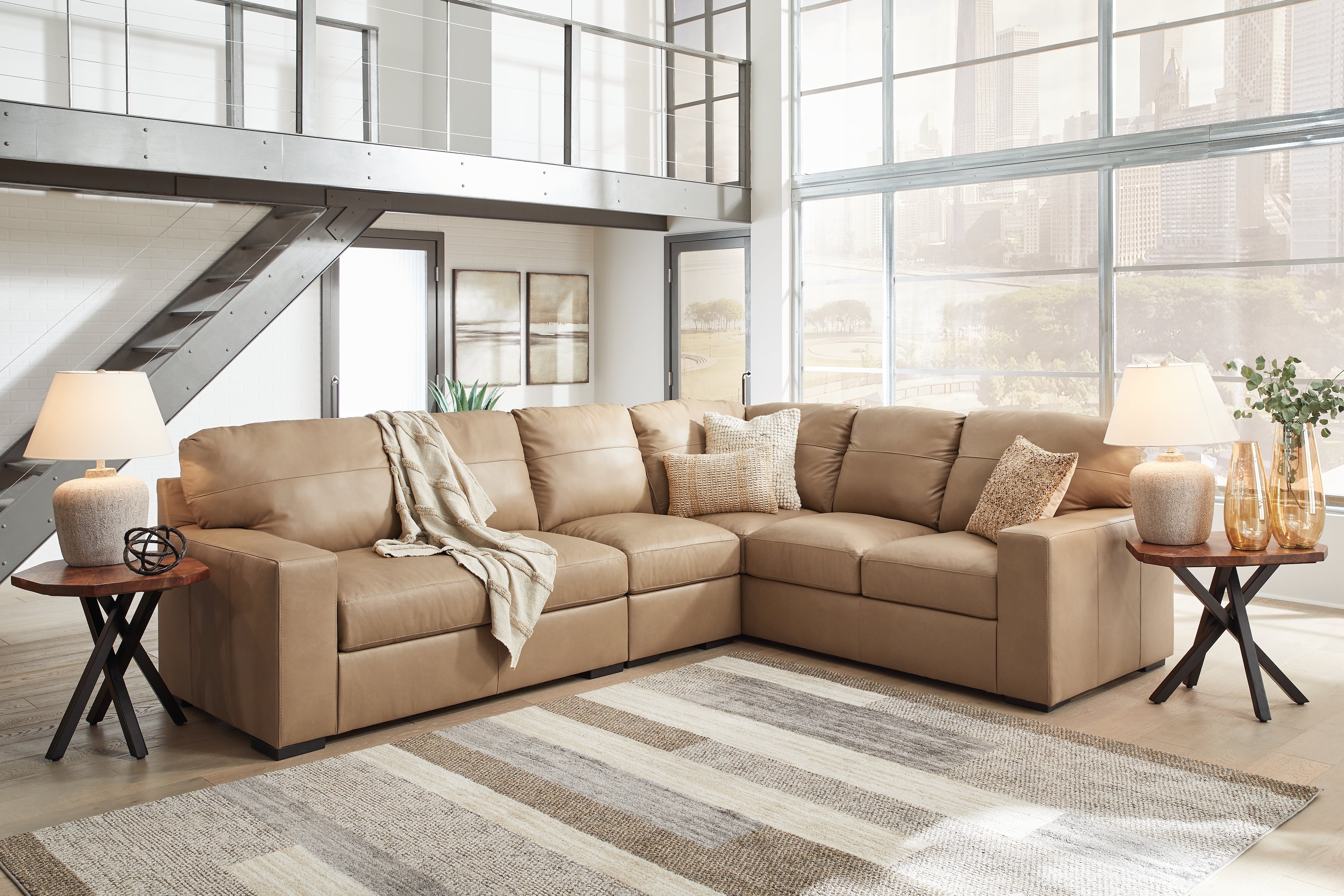 Leasing Furniture - Ashley Furniture - Bandon Sectional - RAF 3-Piece Sectional / Toffee - 38006S4