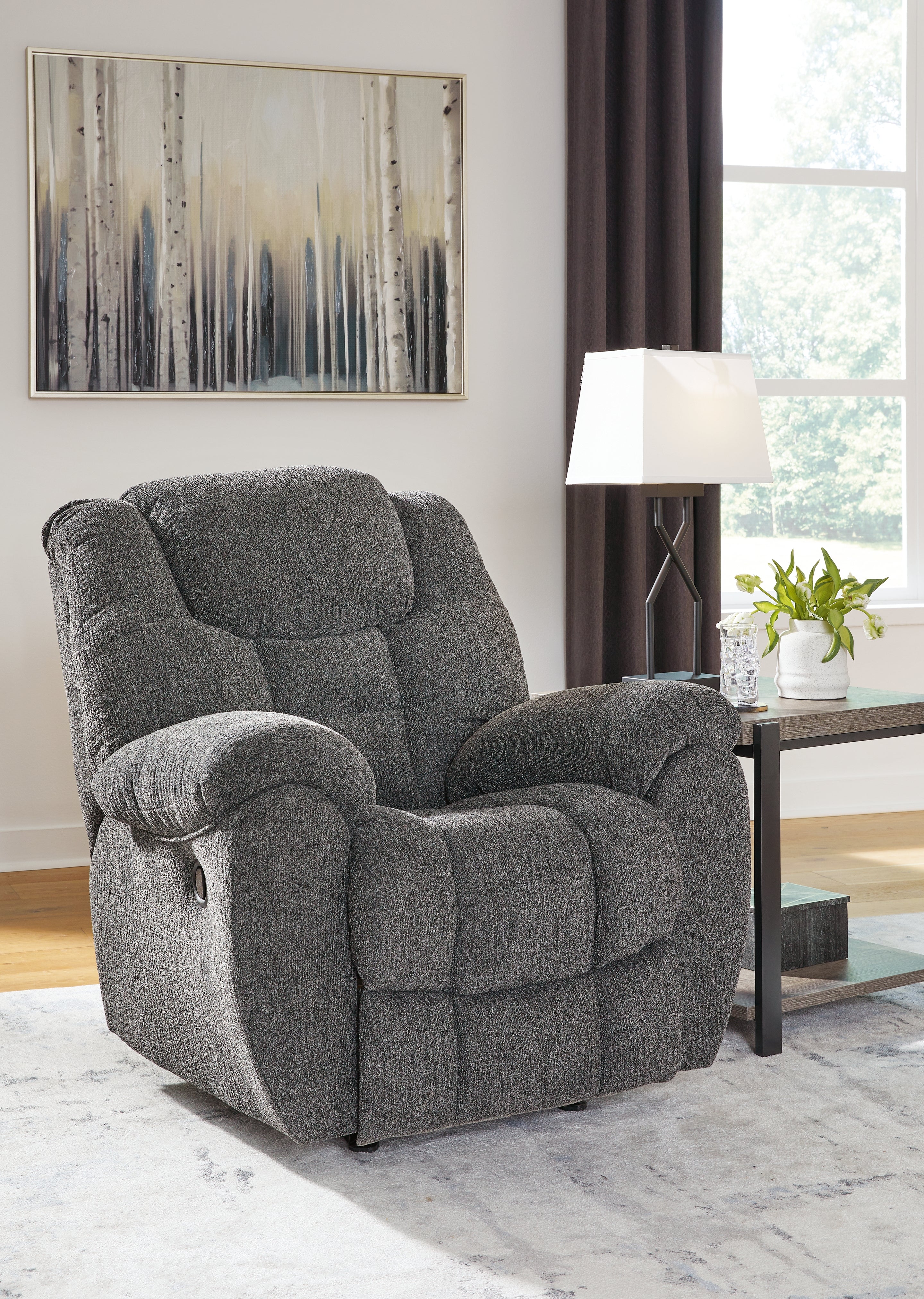 Leasing Furniture - Ashley Furniture - Foreside Living Room - Rocker Recliner / Charcoal - 3810425