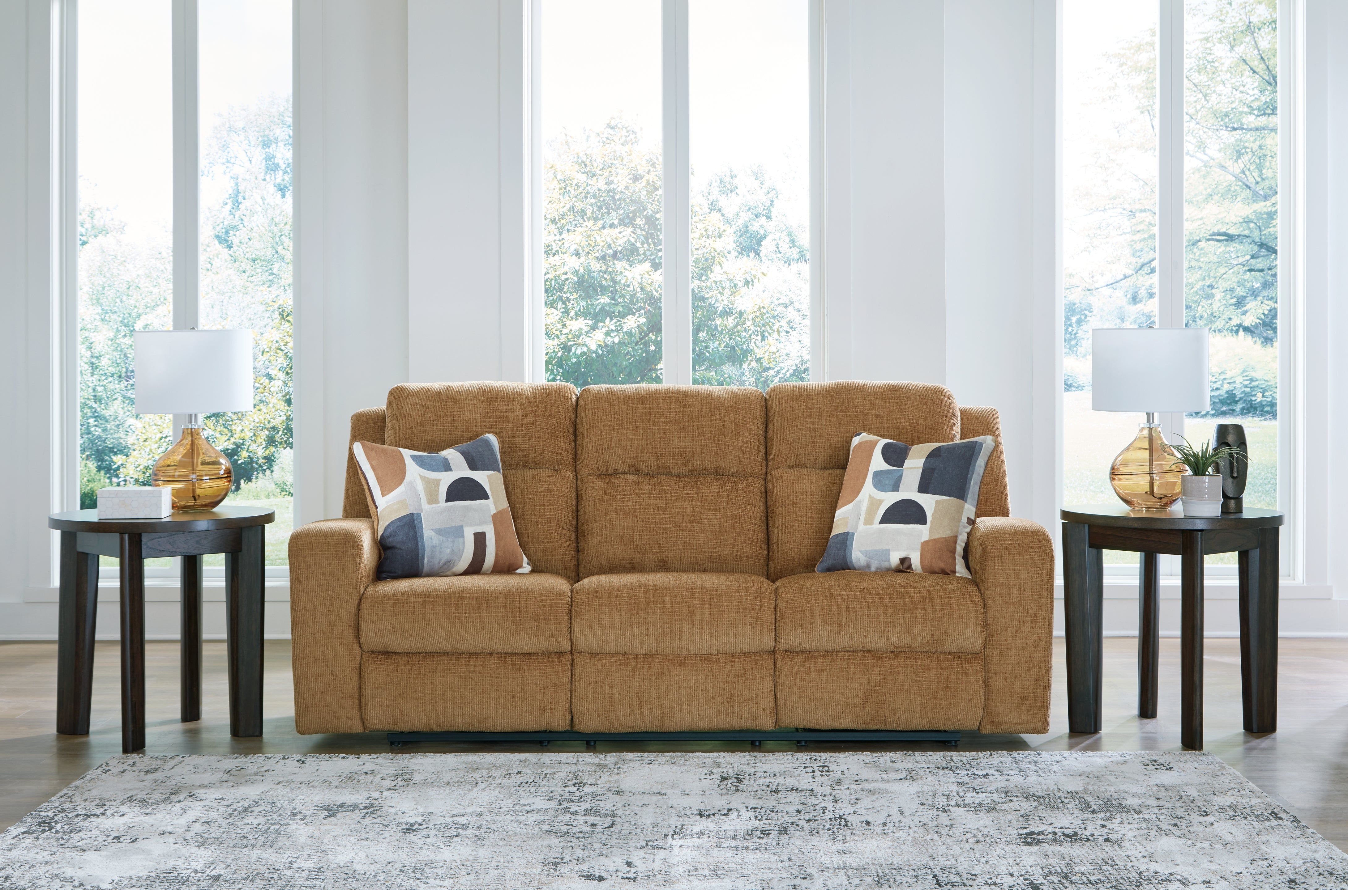 Leasing Furniture - Ashley Furniture - Kanlow Living Room - Reclining Sofa / Honey - 3860588