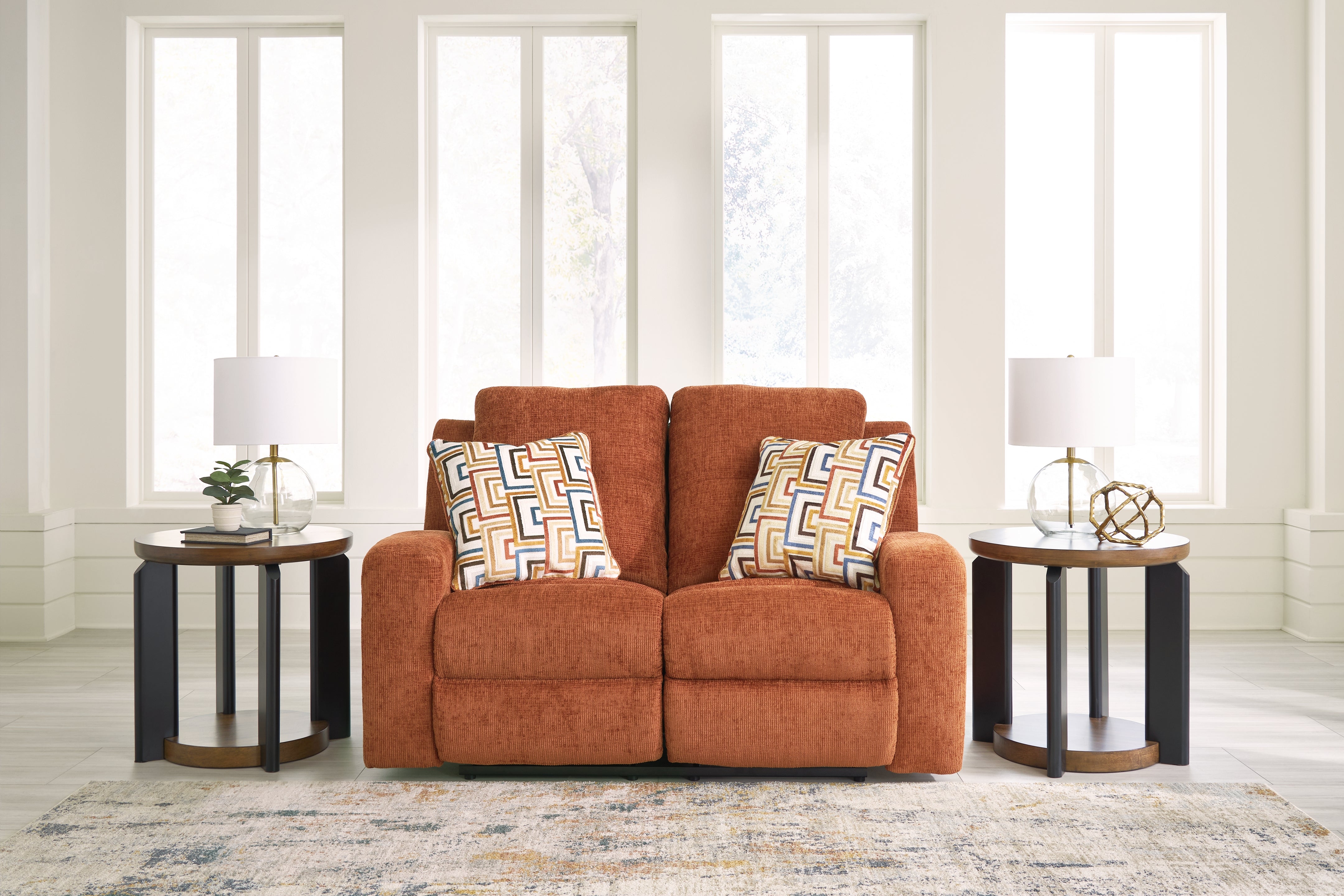 Leasing Furniture - Ashley Furniture - Danum Living Room - Reclining Loveseat / Spice - 3880786