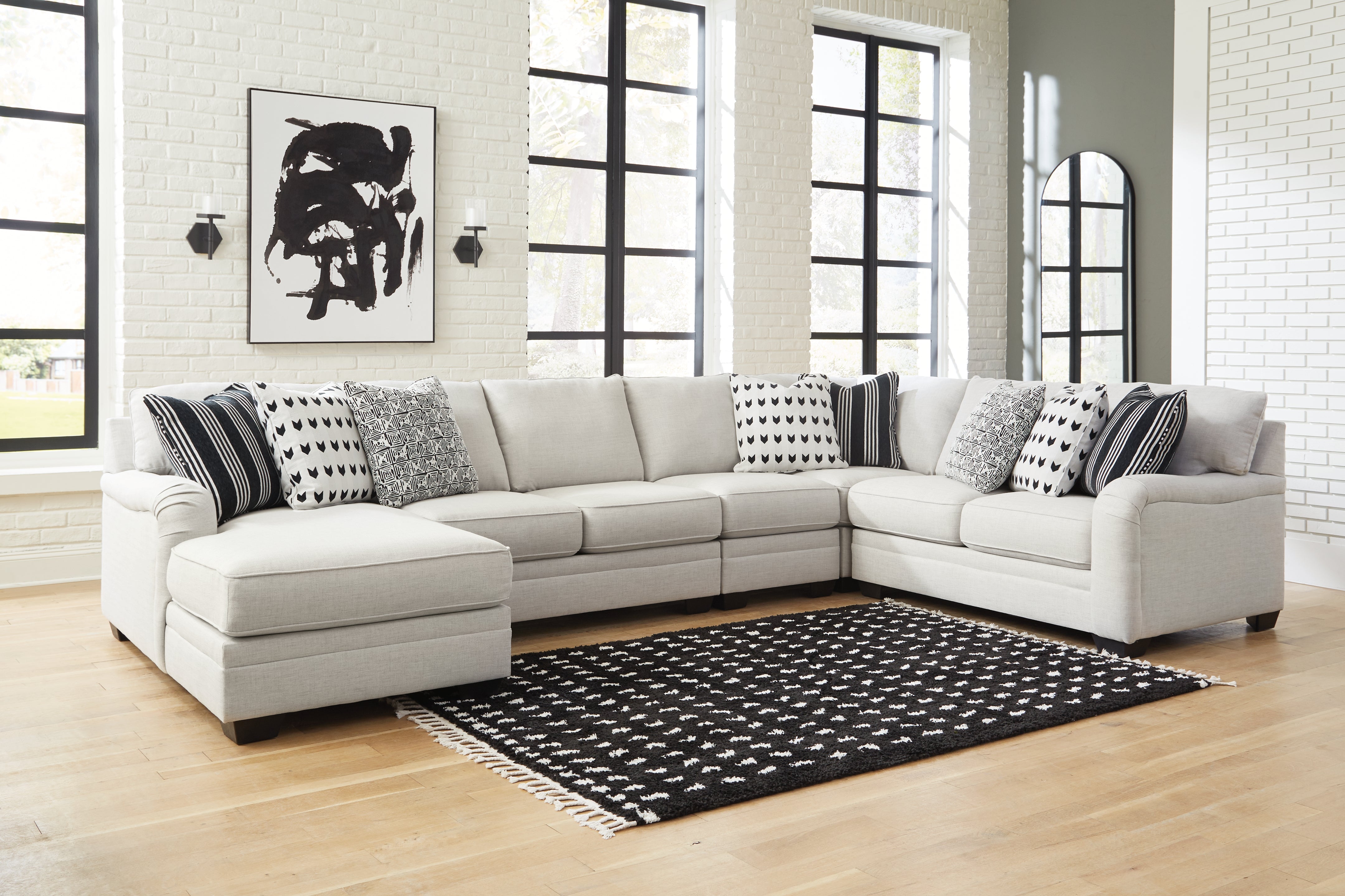 Leasing Furniture - Ashley Furniture - Huntsworth Sectional - RAF 5-Piece Sectional with Chaise / Dove Gray - 39702S5