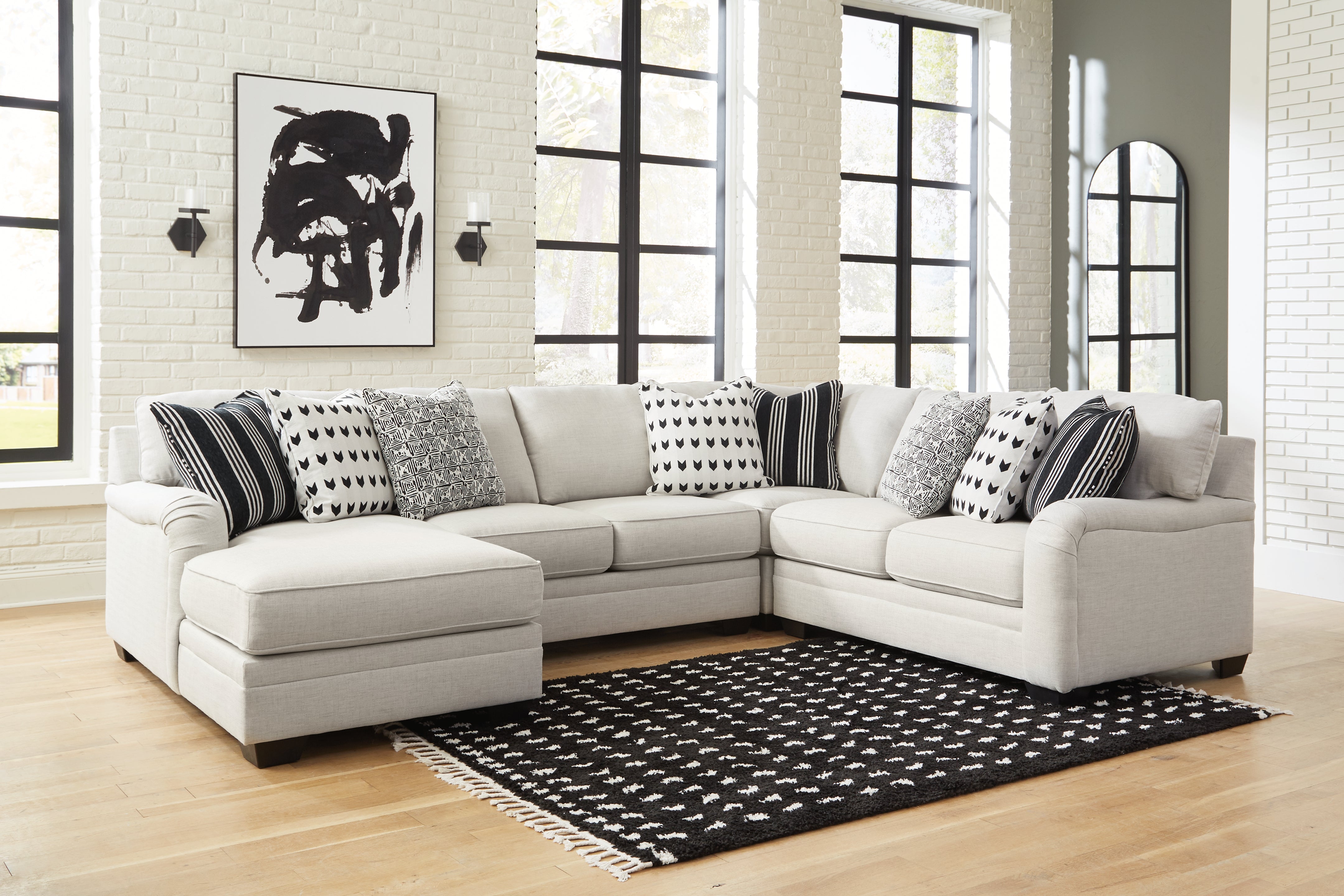 Leasing Furniture - Ashley Furniture - Huntsworth Sectional - RAF 4-Piece Sectional with Chaise / Dove Gray - 39702S3