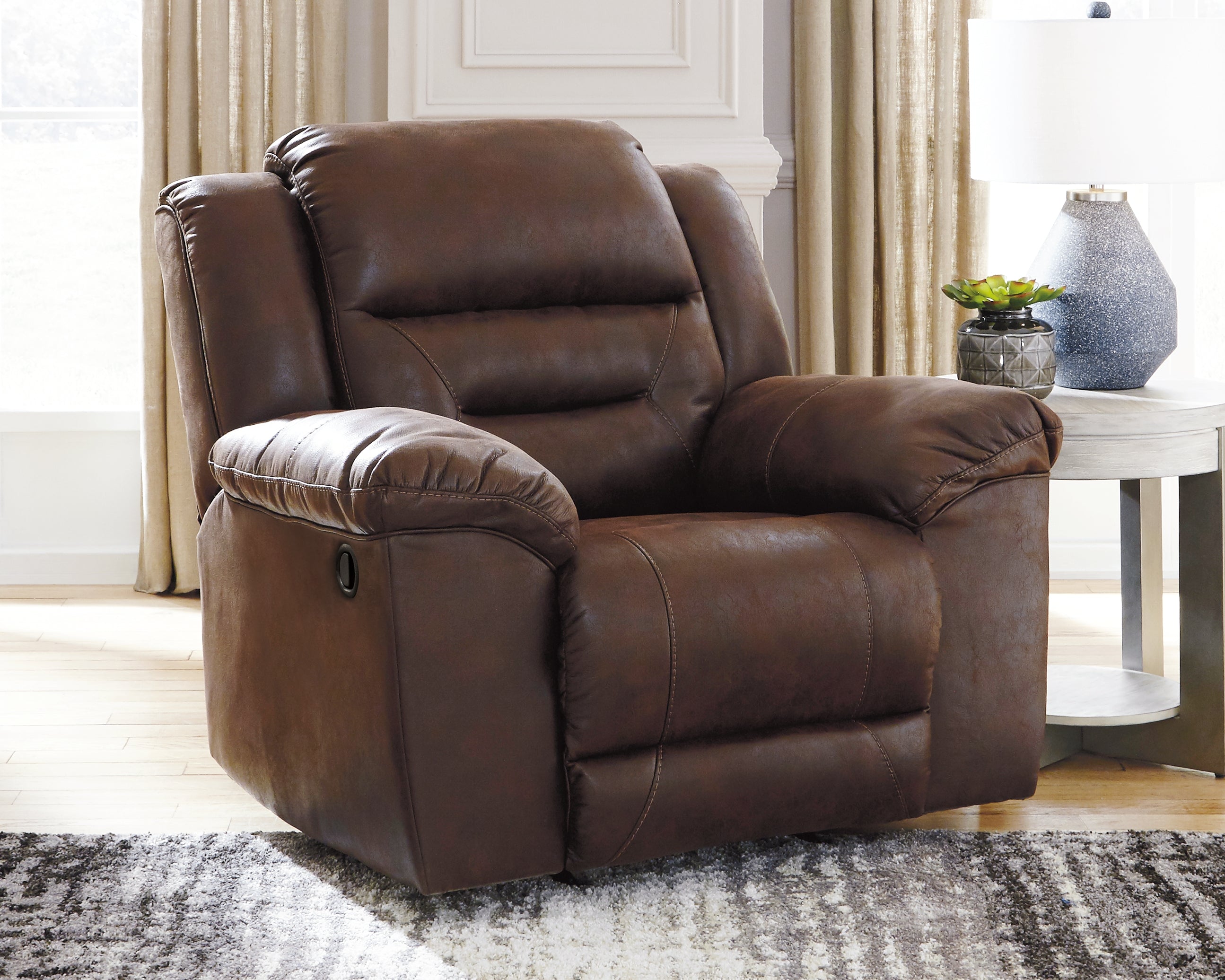 Leasing Furniture - Ashley Furniture - Stoneland Living Room - Rocker Recliner / Chocolate - 3990425