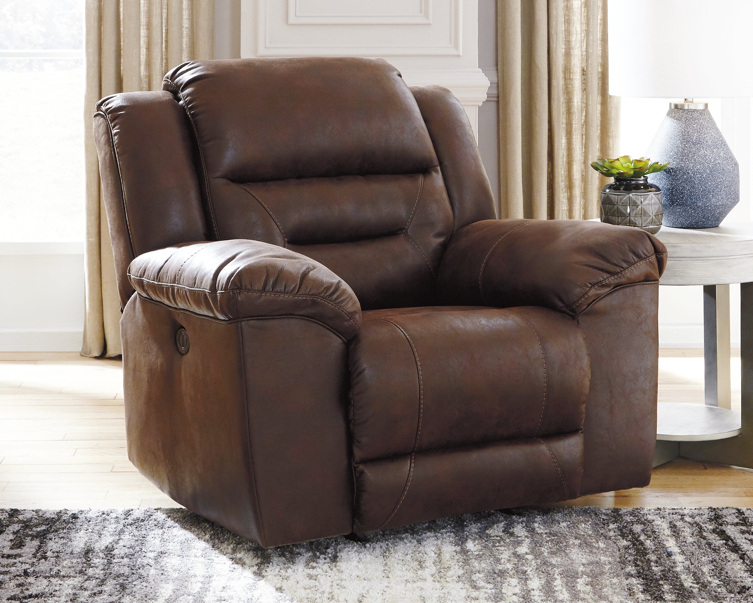 Leasing Furniture - Ashley Furniture - Stoneland Living Room - Power Rocker Recliner / Chocolate - 3990498