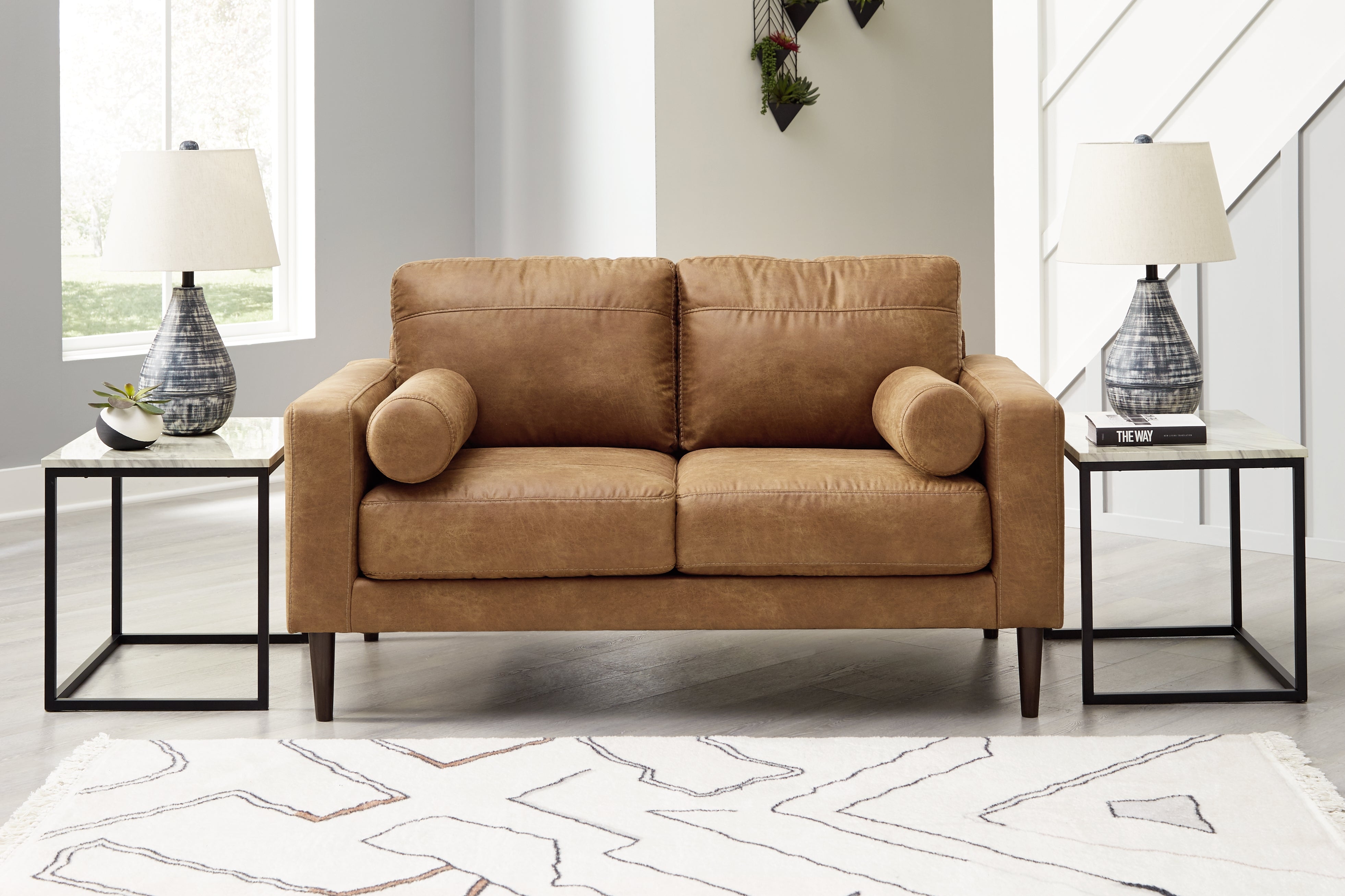 Leasing Furniture - Ashley Furniture - Telora Living Room - Loveseat / Caramel - 4100235