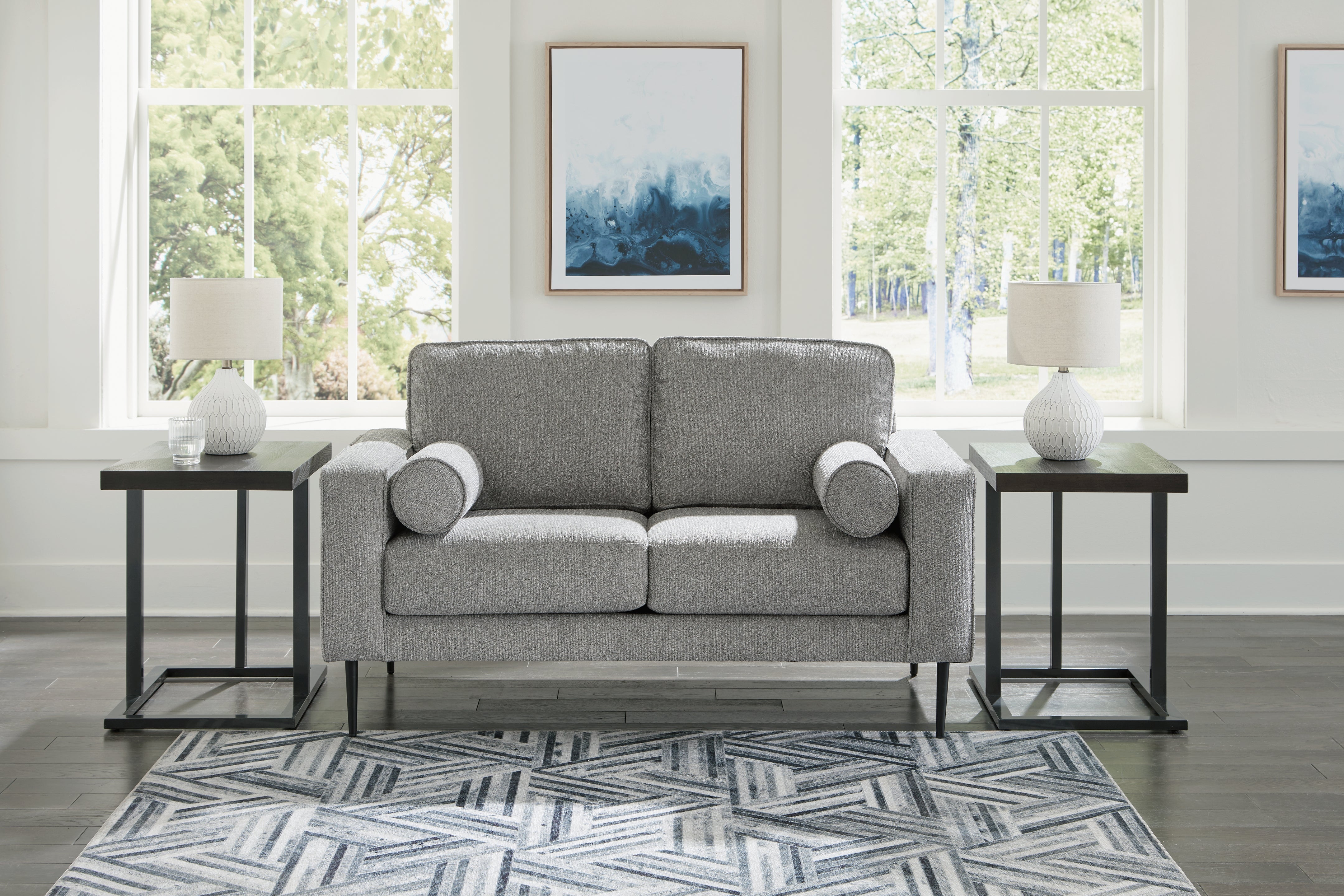 Leasing Furniture - Ashley Furniture - Hazela Living Room - Loveseat / Charcoal - 4110235