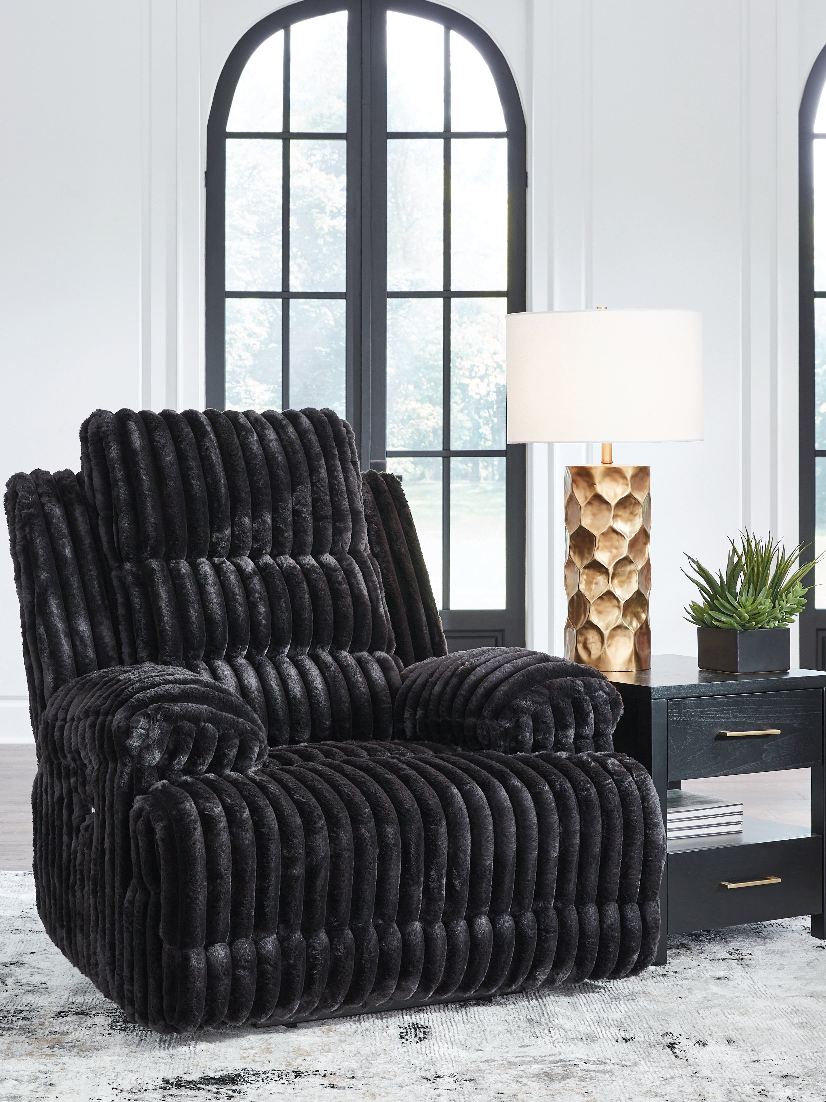 Leasing Furniture - Ashley Furniture - Rhine Falls Living Room - Zero Wall Power Recliner / Onyx - PC4280506