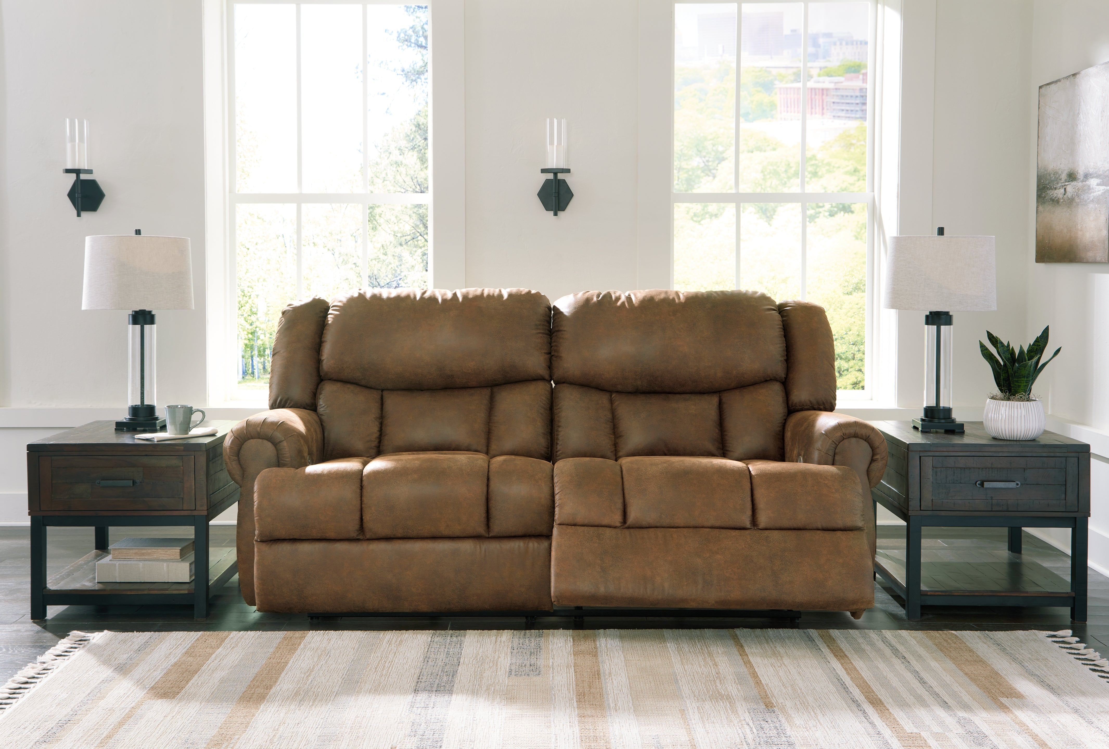 Leasing Furniture - Ashley Furniture - Boothbay Living Room - 2 Seat Reclining Power Sofa / Auburn - 4470447