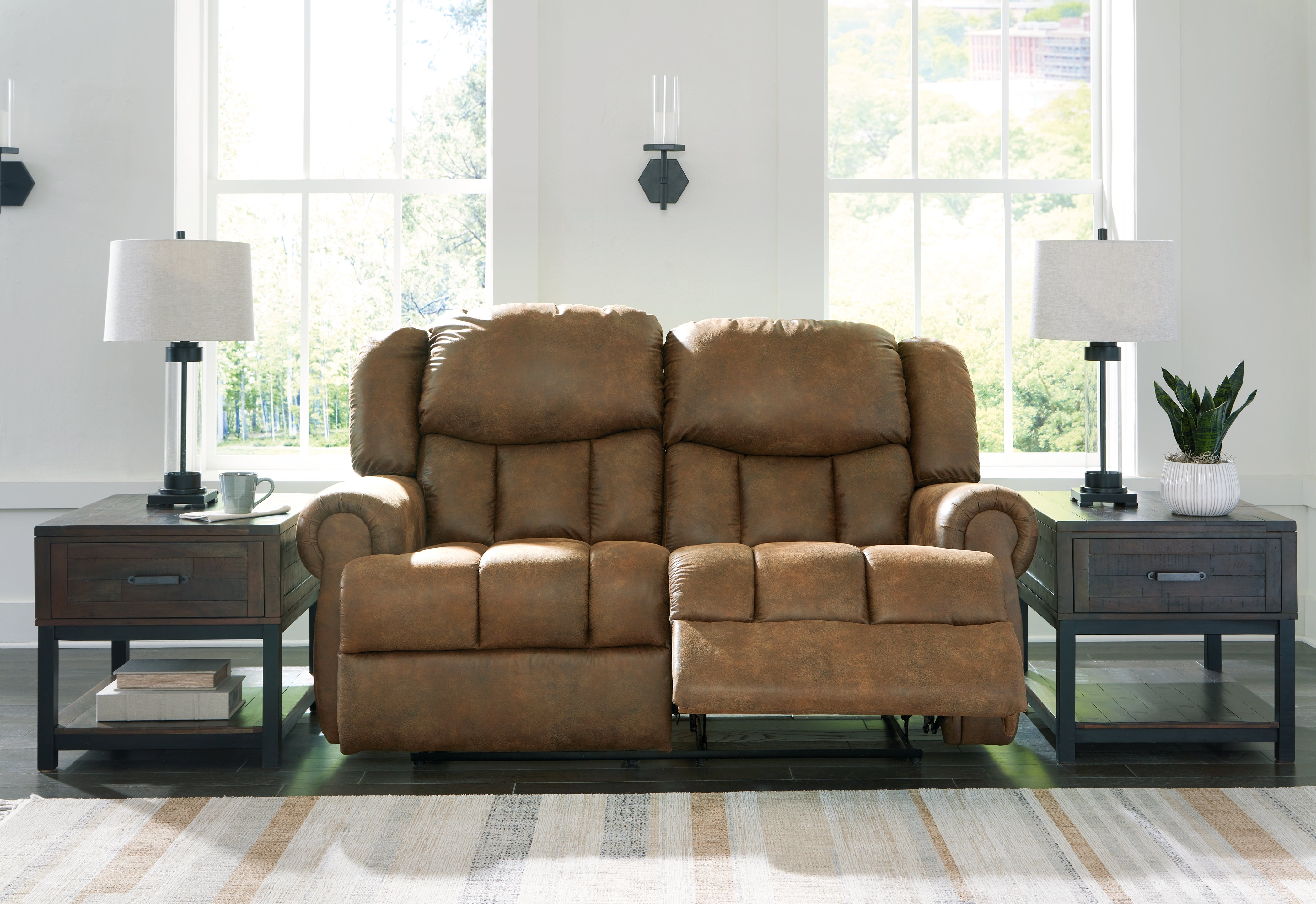 Leasing Furniture - Ashley Furniture - Boothbay Living Room - Reclining Loveseat / Auburn - 4470486