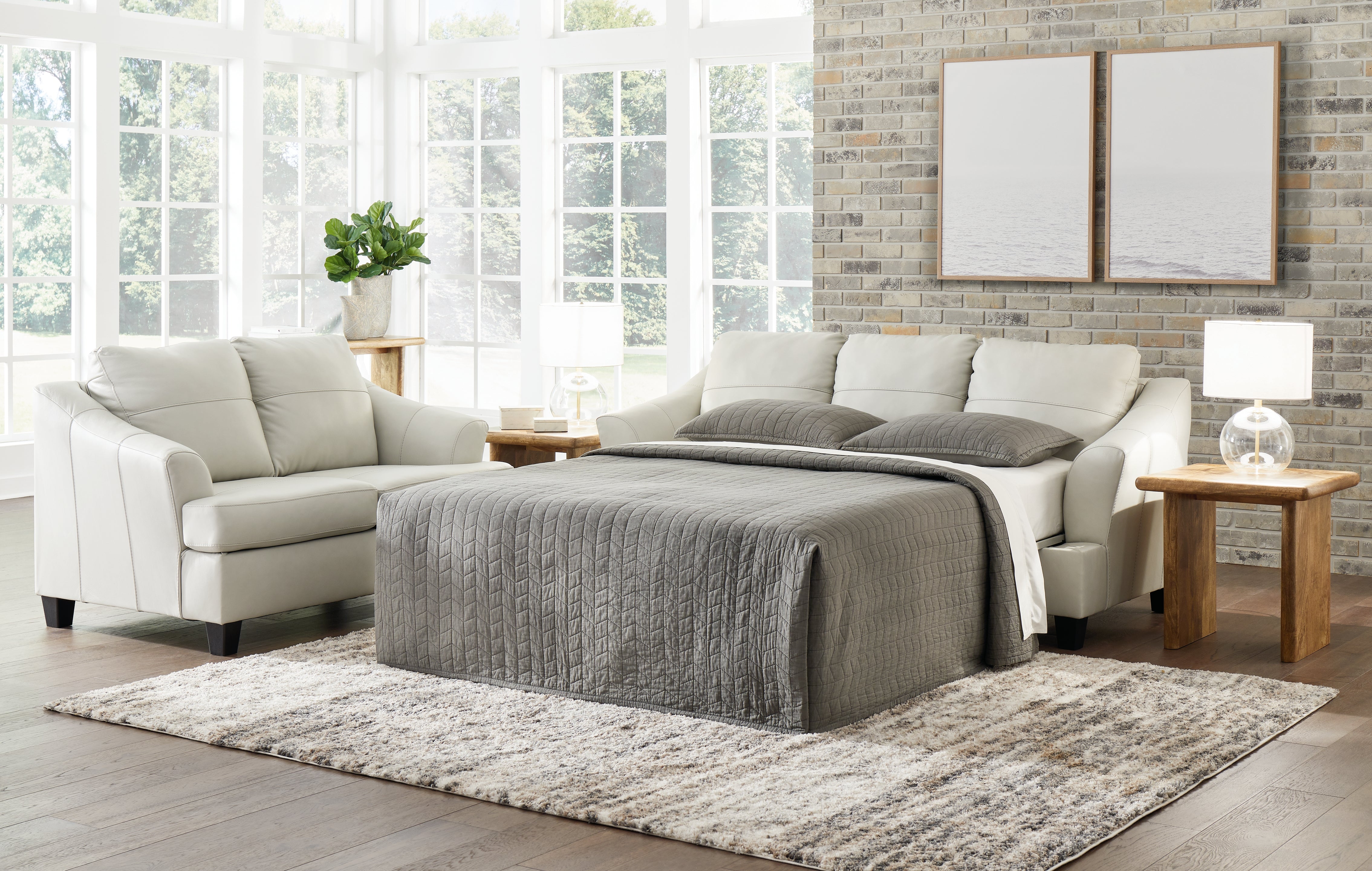 Leasing Furniture - Ashley Furniture - Genoa Living Room - Queen Sofa Sleeper / Coconut - 4770439