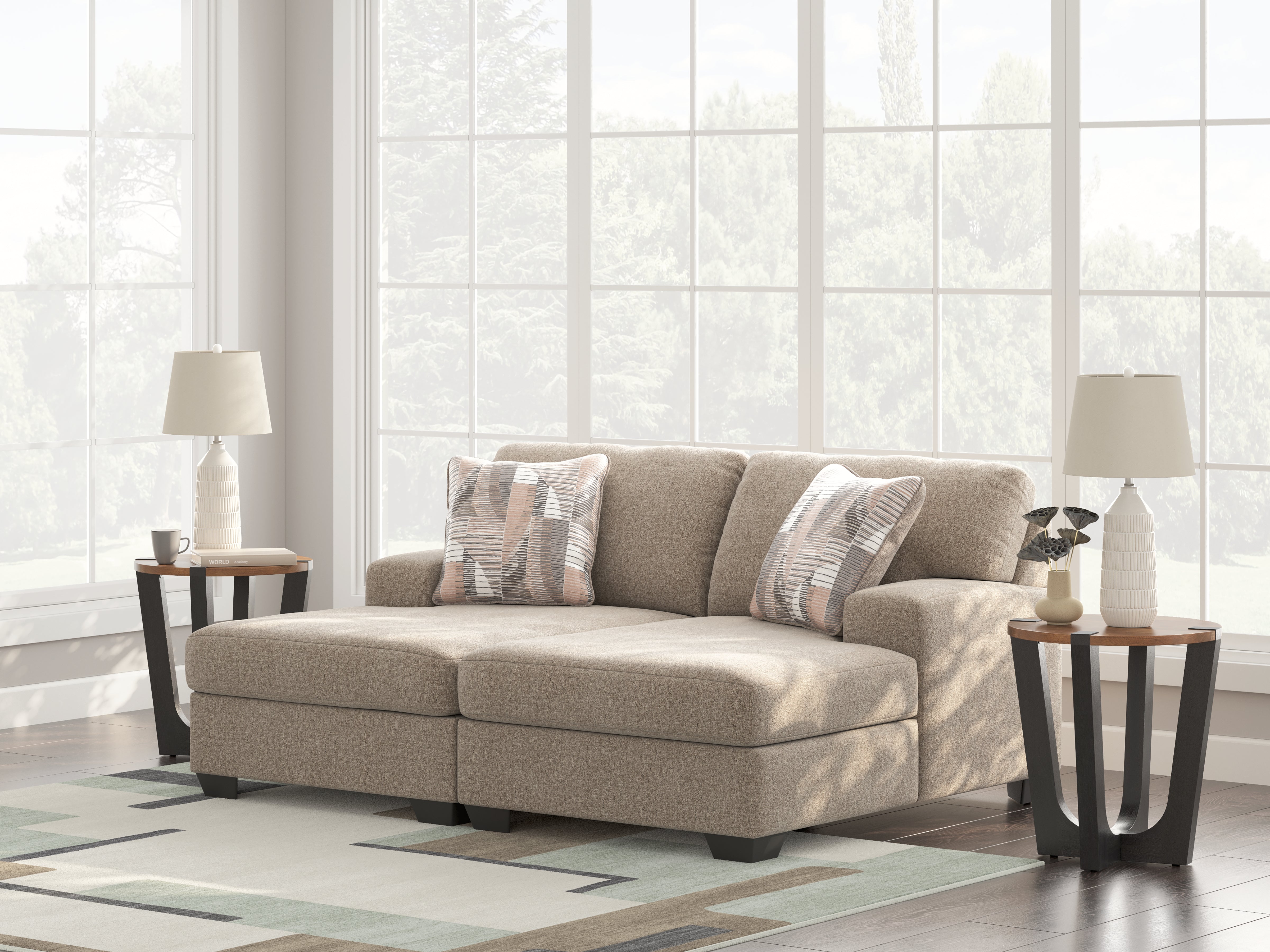 Leasing Furniture - Ashley Furniture - Newellen Sectional - RAF 2-Piece Super Chaise / Hemp - 48404S4