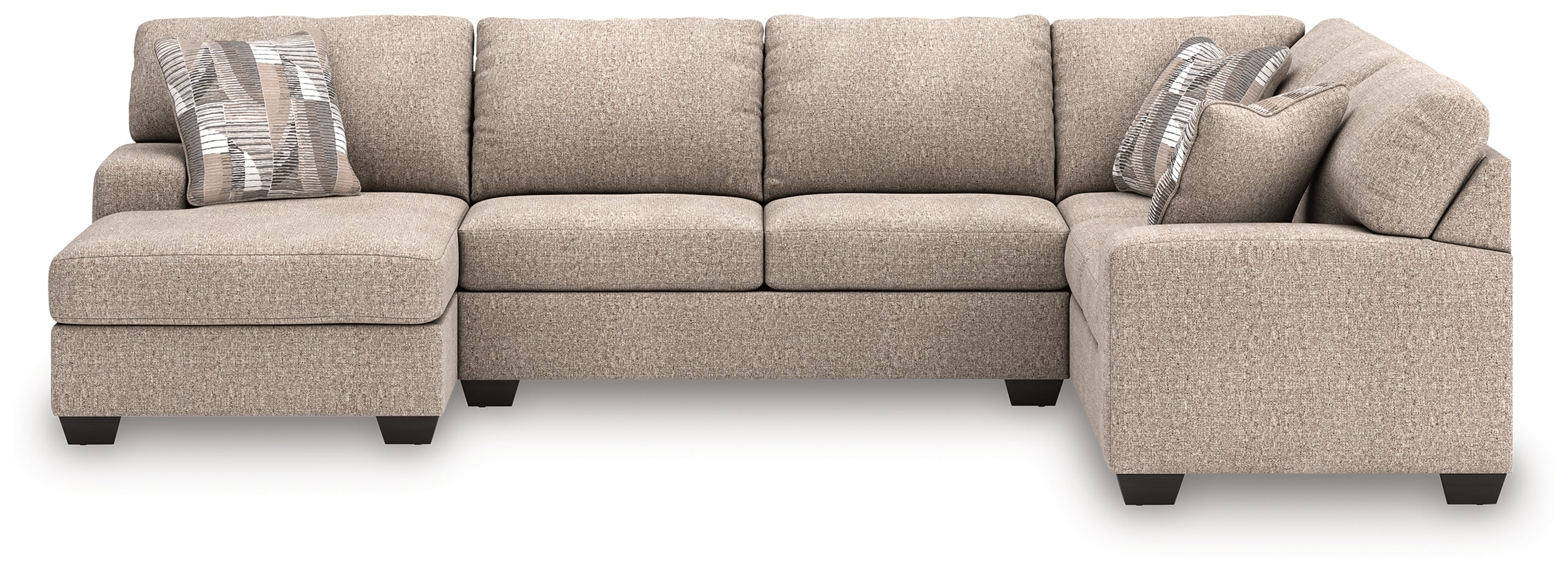 Leasing Furniture - Ashley Furniture - Newellen Sectional - RAF 3-Piece Sectional with Chaise / Hemp - 48404S5