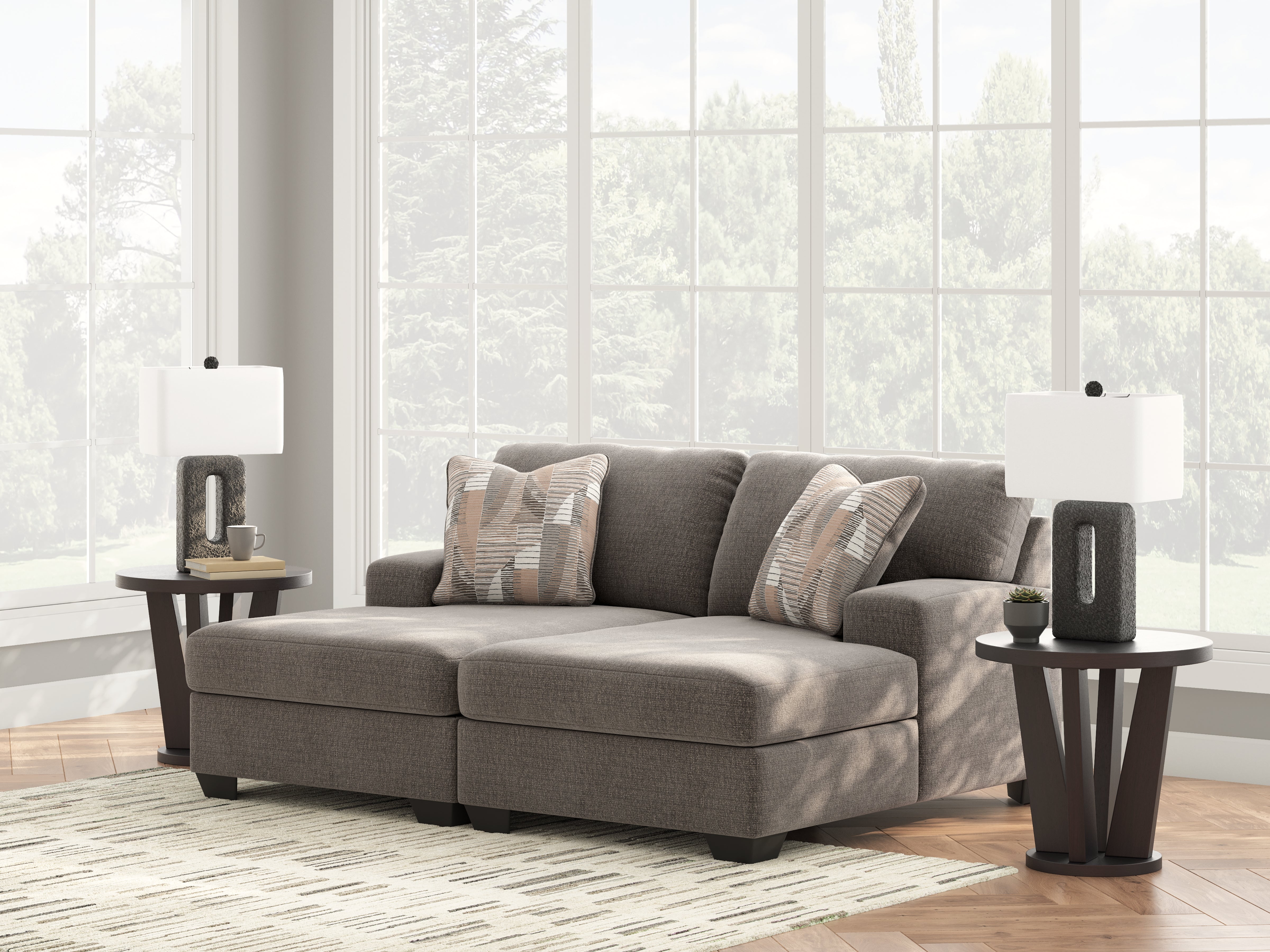 Leasing Furniture - Ashley Furniture - Newellen Sectional - RAF 2-Piece Super Chaise / Greystone - 48405S4