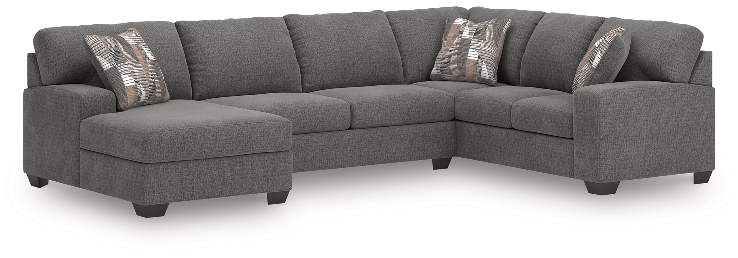 Leasing Furniture - Ashley Furniture - Newellen Sectional - RAF 3-Piece Sleeper Sectional with Chaise / Greystone - 48405S5
