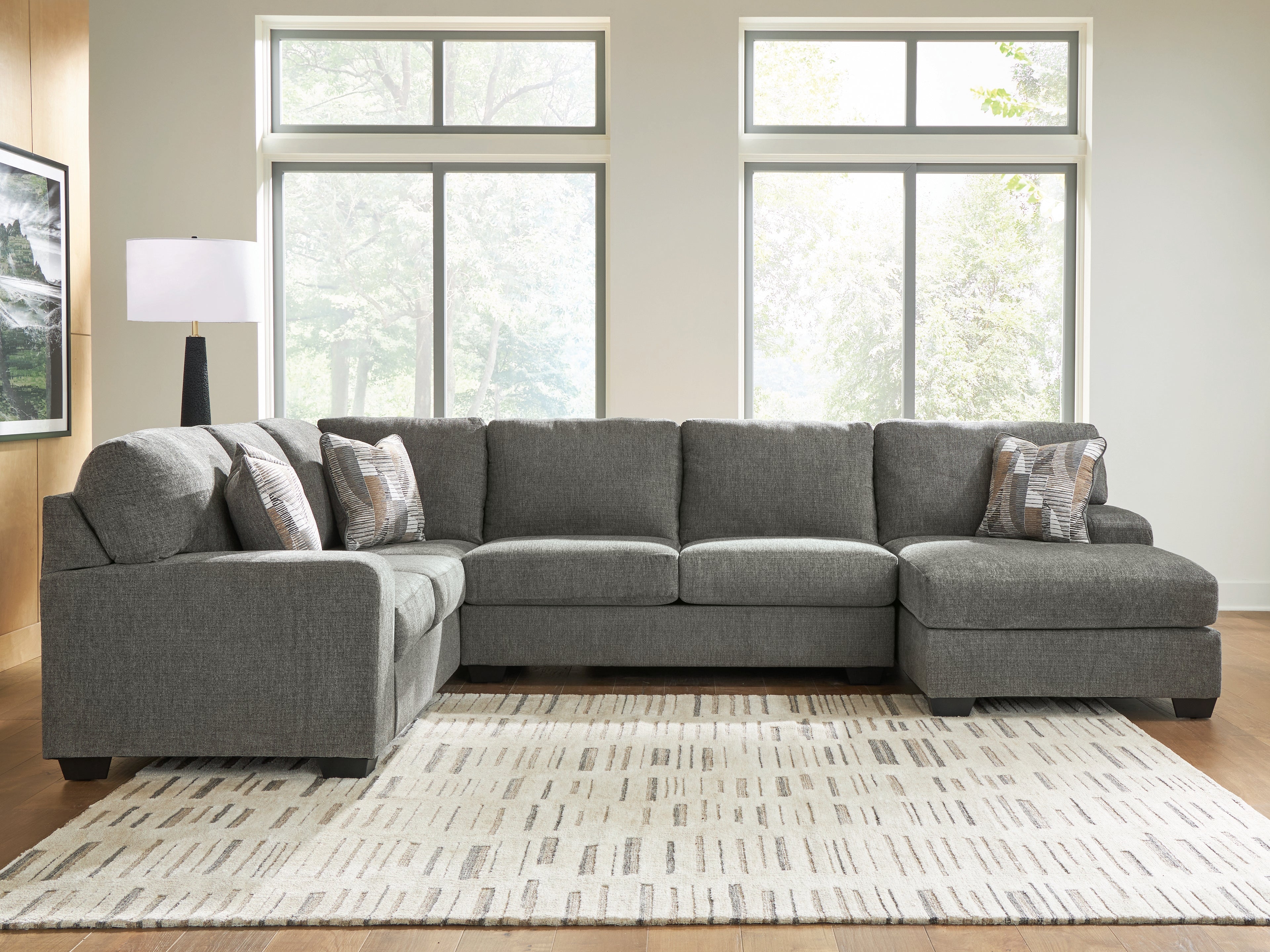 Leasing Furniture - Ashley Furniture - Clarington Sectional - LAF 3-Piece Sectional with Chaise / Greystone - PC48405S2
