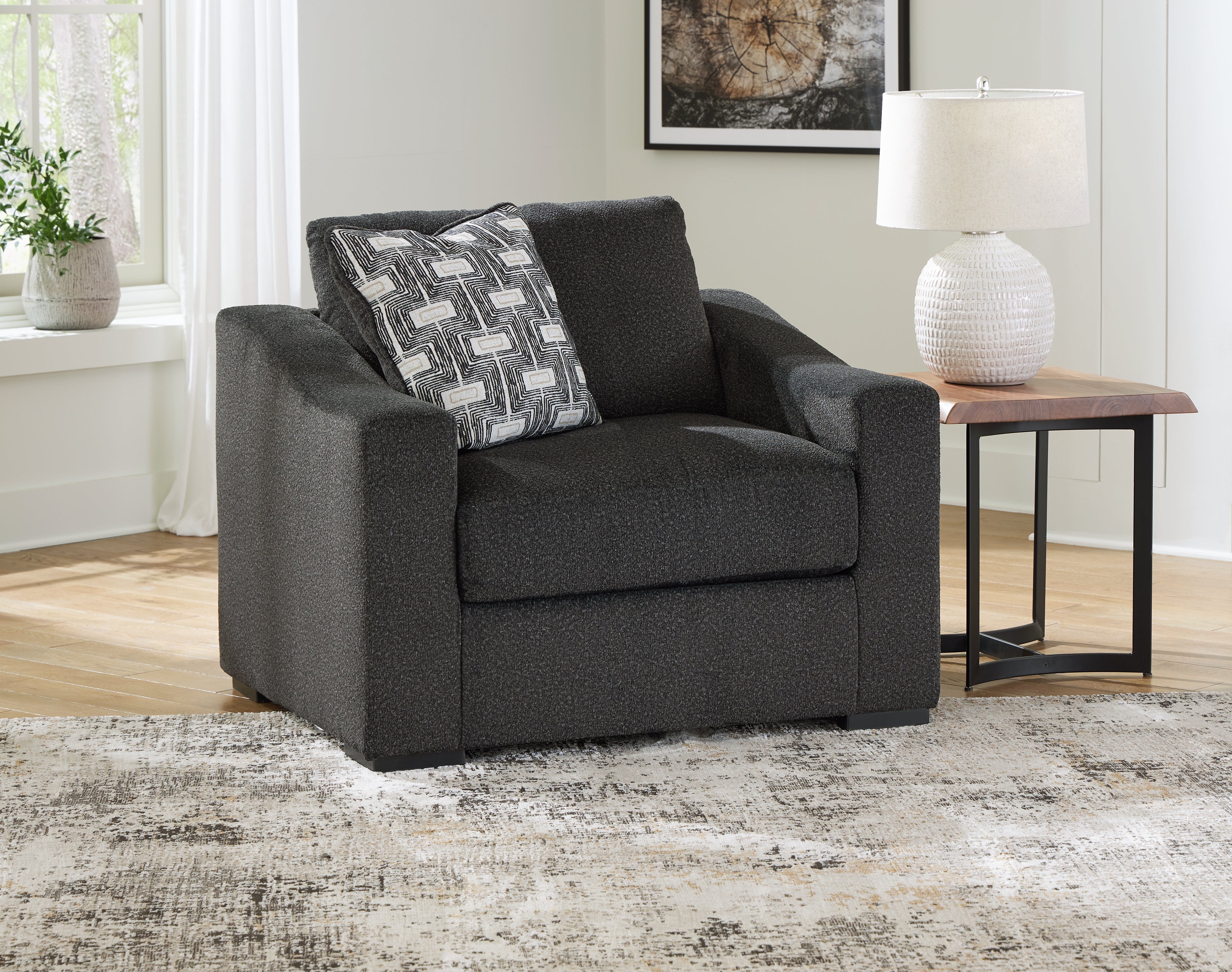 Leasing Furniture - Ashley Furniture - Wryenlynn Living Room - Chair and a Half / Onyx - 4940523