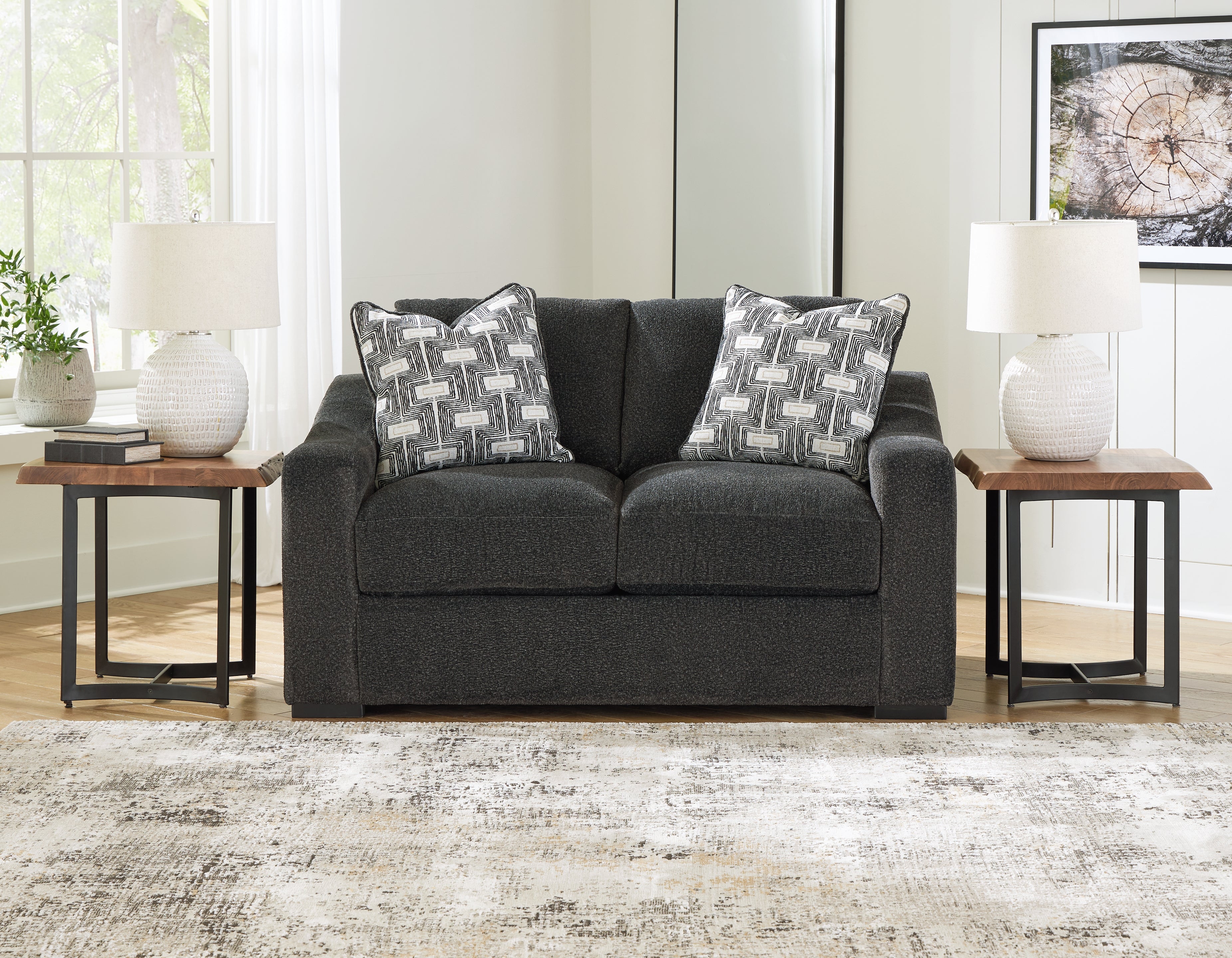 Leasing Furniture - Ashley Furniture - Wryenlynn Living Room - Loveseat / Onyx - 4940535