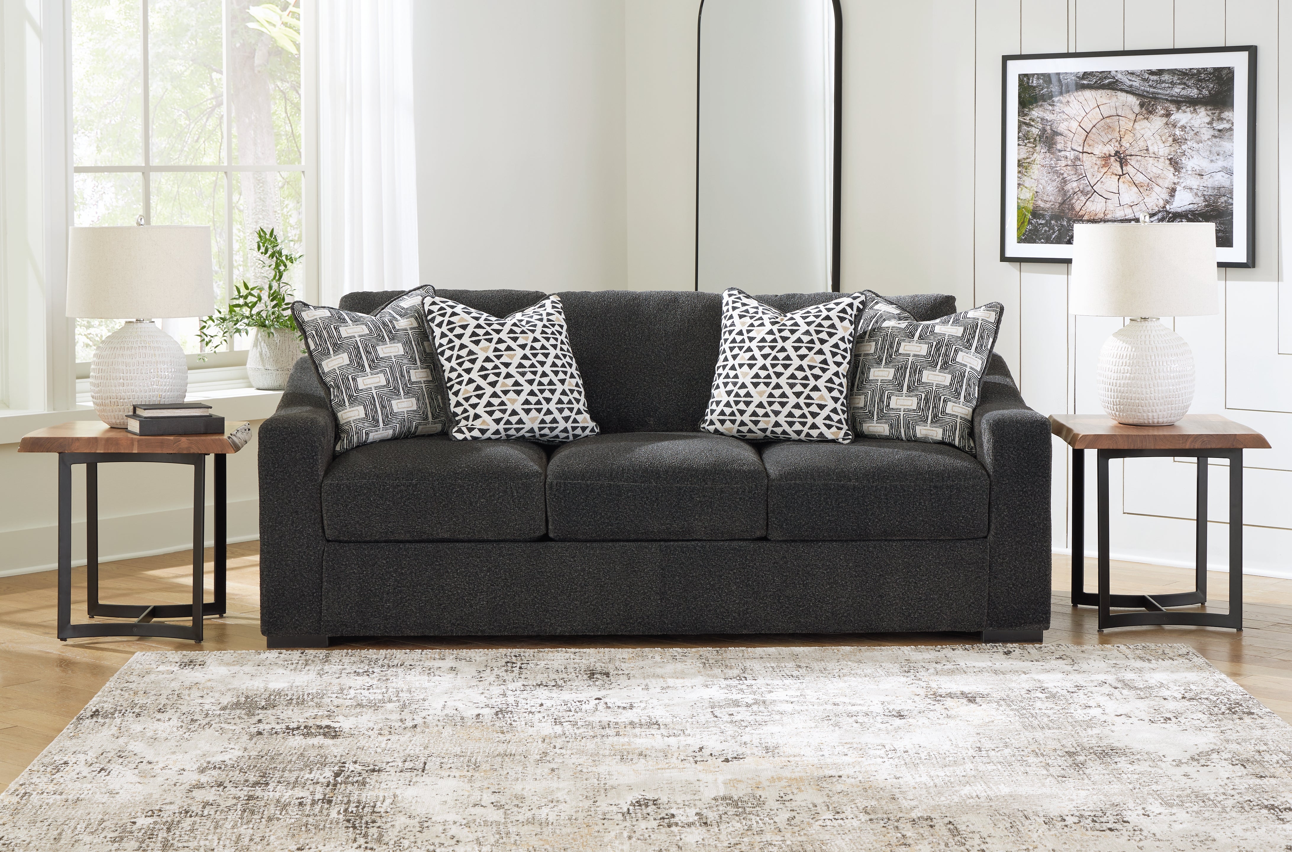 Leasing Furniture - Ashley Furniture - Wryenlynn Living Room - Sofa / Onyx - 4940538
