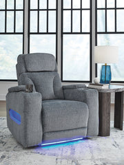Leasing Furniture - Ashley Furniture - Studio Cave Living Room - PWR REC Loveseat/CON/ADJ HDRST / Steel - PC4980218