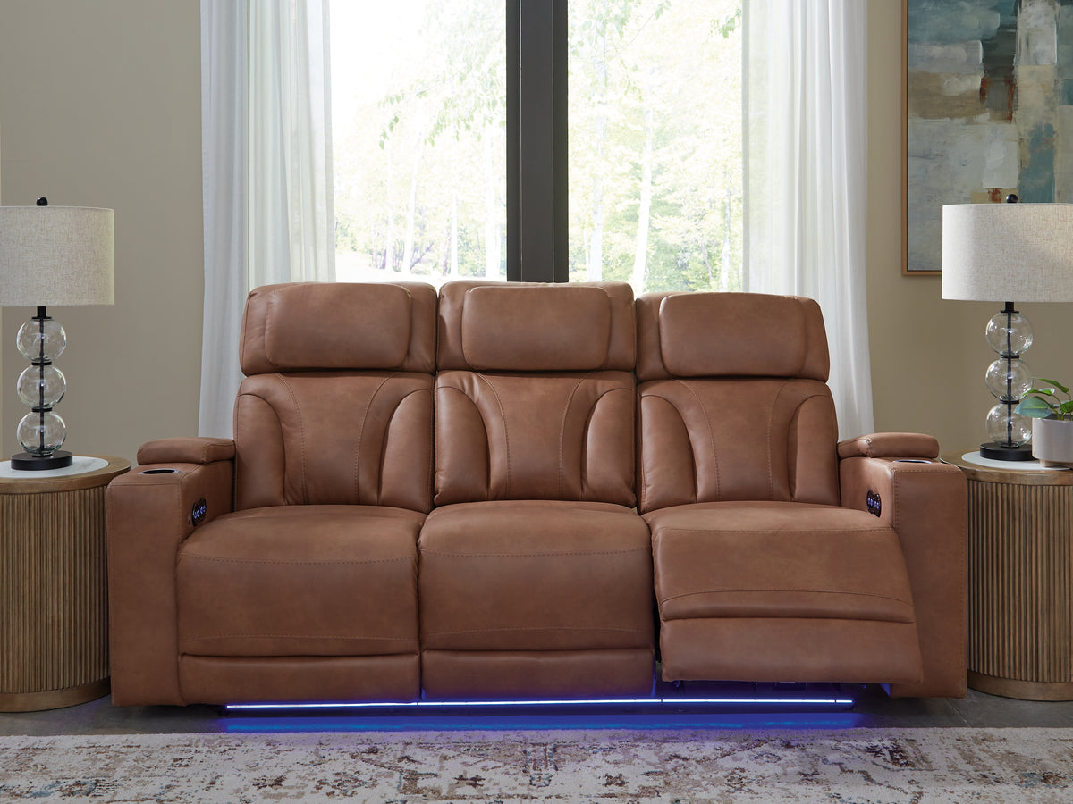 Leasing Furniture - Ashley Furniture - Clean-Slate Living Room - PWR Recliner/ADJ Headrest / Caramel - PC5010113
