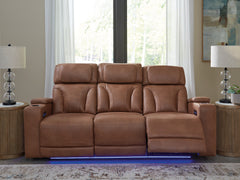 Leasing Furniture - Ashley Furniture - Clean-Slate Living Room - PWR Recliner/ADJ Headrest / Caramel - PC5010113