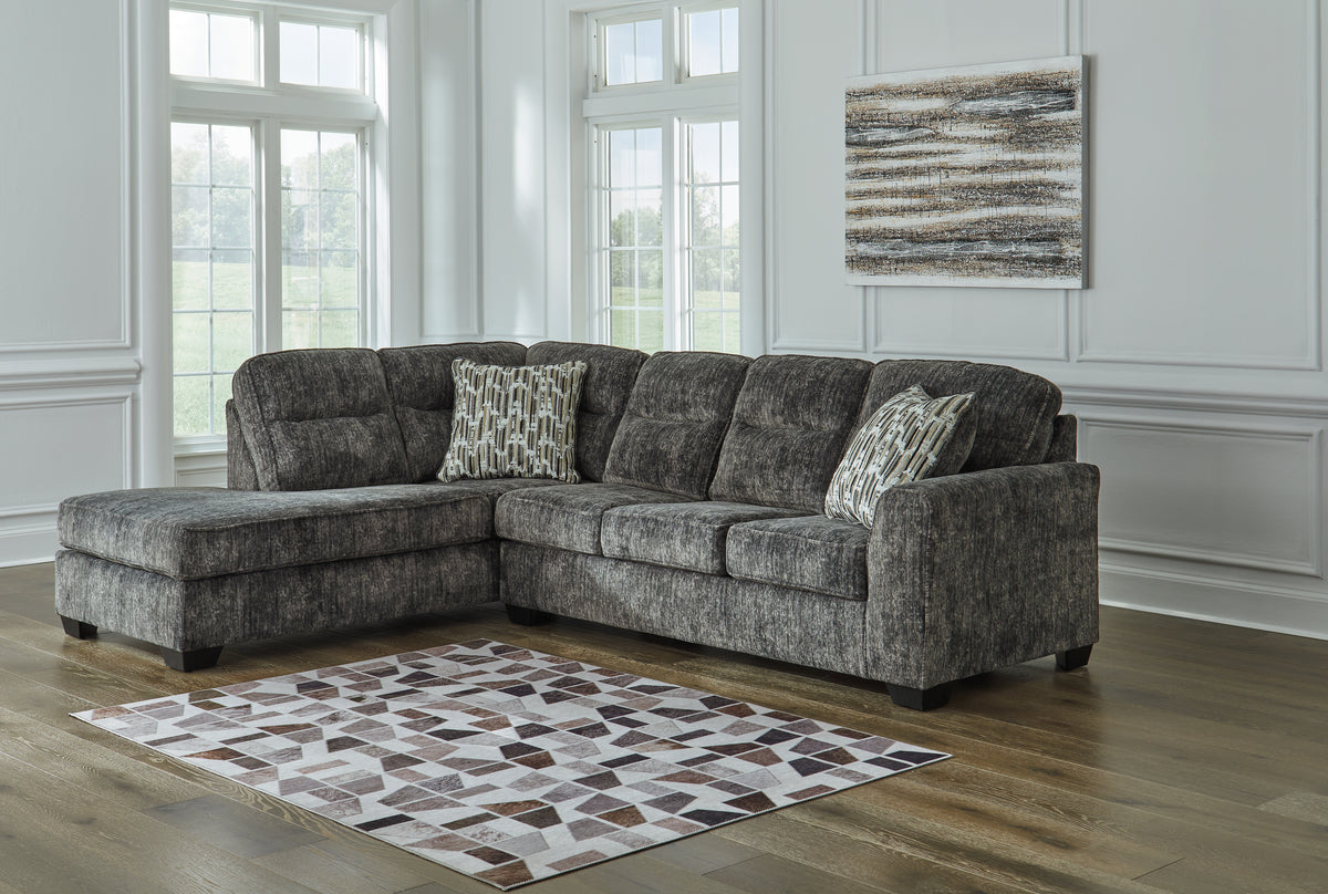 Leasing Furniture - Ashley Furniture - Lonoke Sectional - LAF 2-Piece Sectional with Chaise / Gunmetal - 50504S2