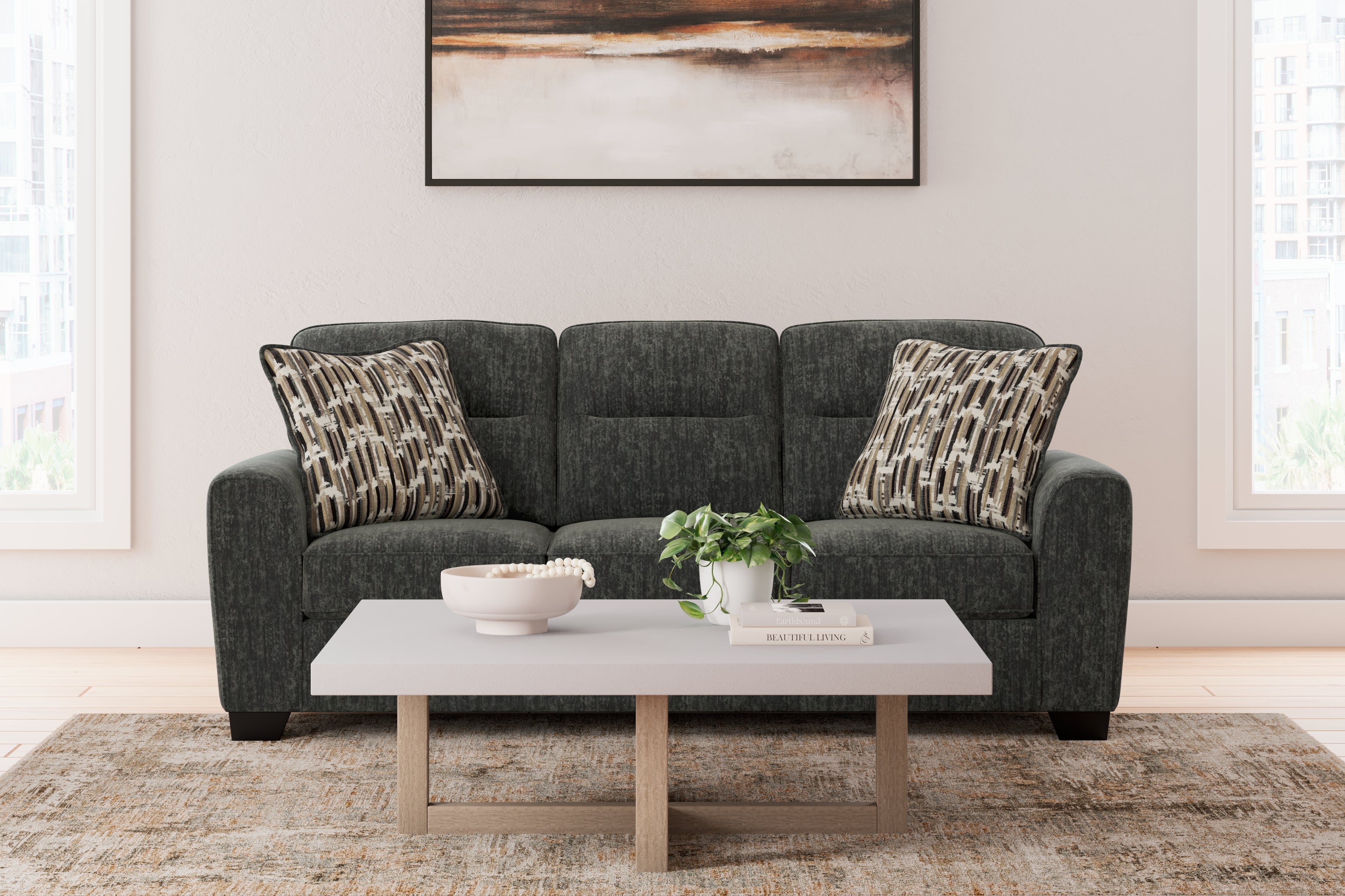 Leasing Furniture - Ashley Furniture - Lonoke Living Room - Sofa / Gunmetal - 5050438