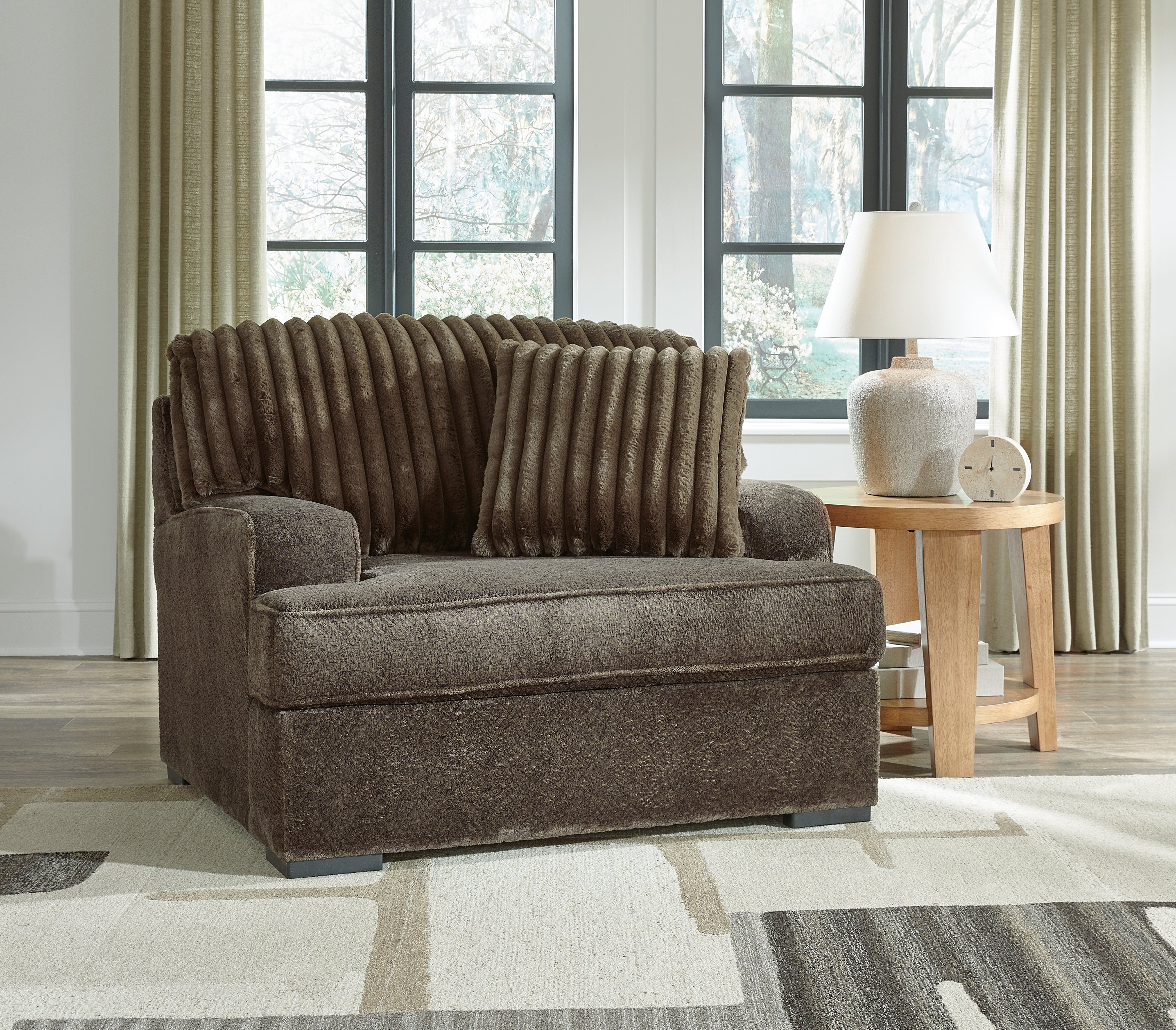 Leasing Furniture - Ashley Furniture - Aylesworth Living Room - Chair and a Half / Chocolate - 5370223