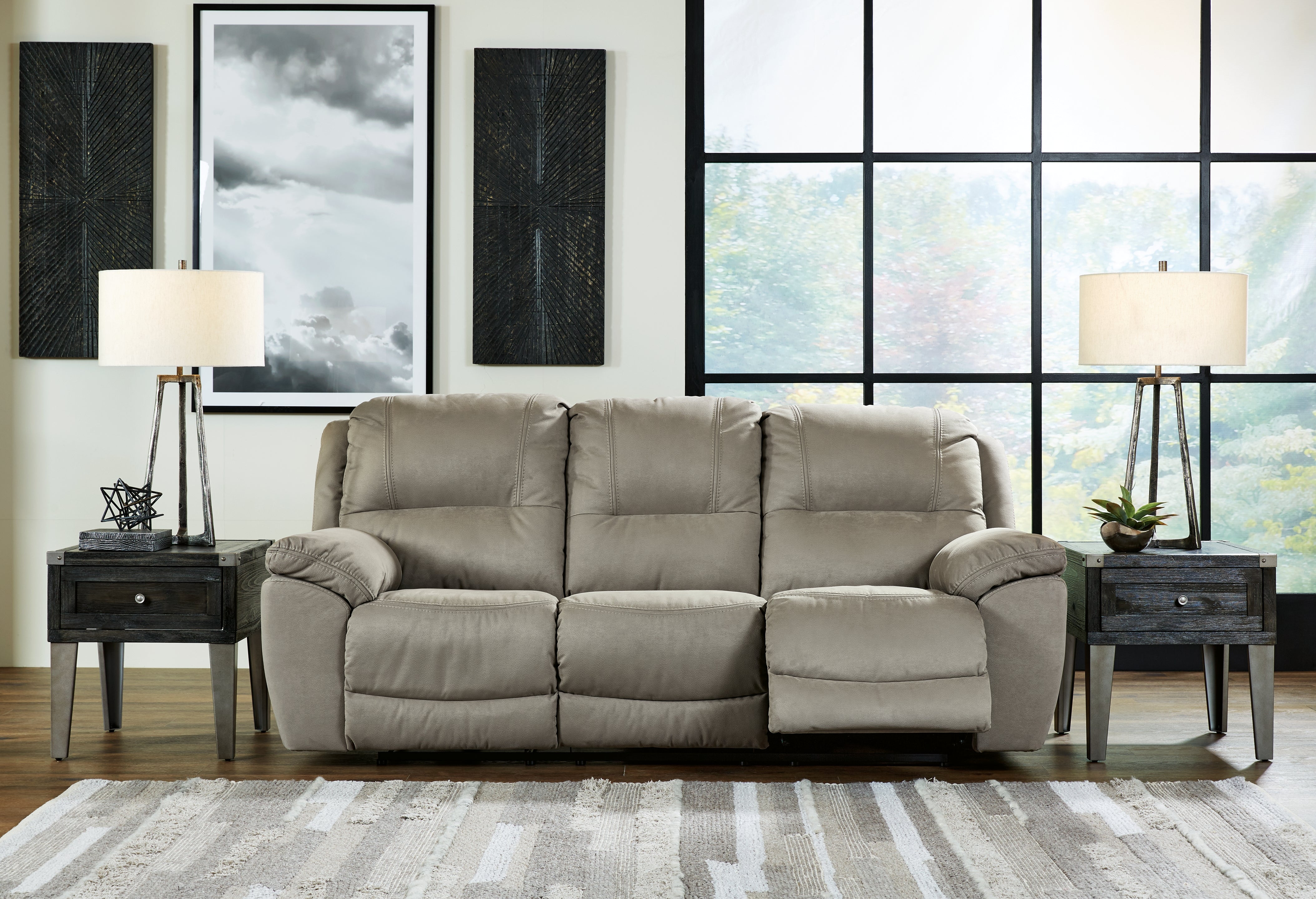 Leasing Furniture - Ashley Furniture - Next-Gen Gaucho Living Room - Reclining Power Sofa / Putty - 5420387