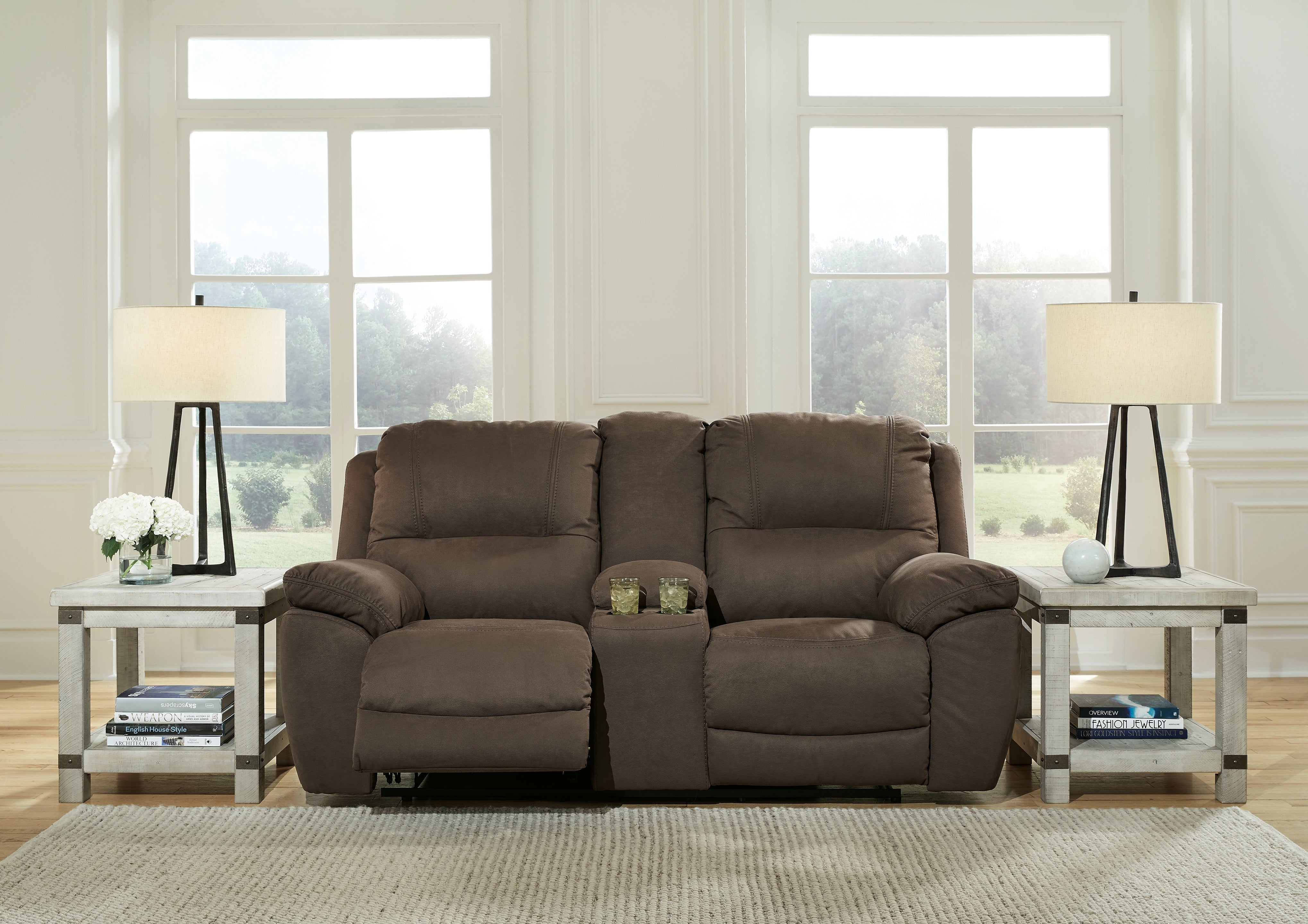 Leasing Furniture - Ashley Furniture - Next-Gen Gaucho Living Room - DBL Rec Loveseat w/Console / Espresso - 5420494