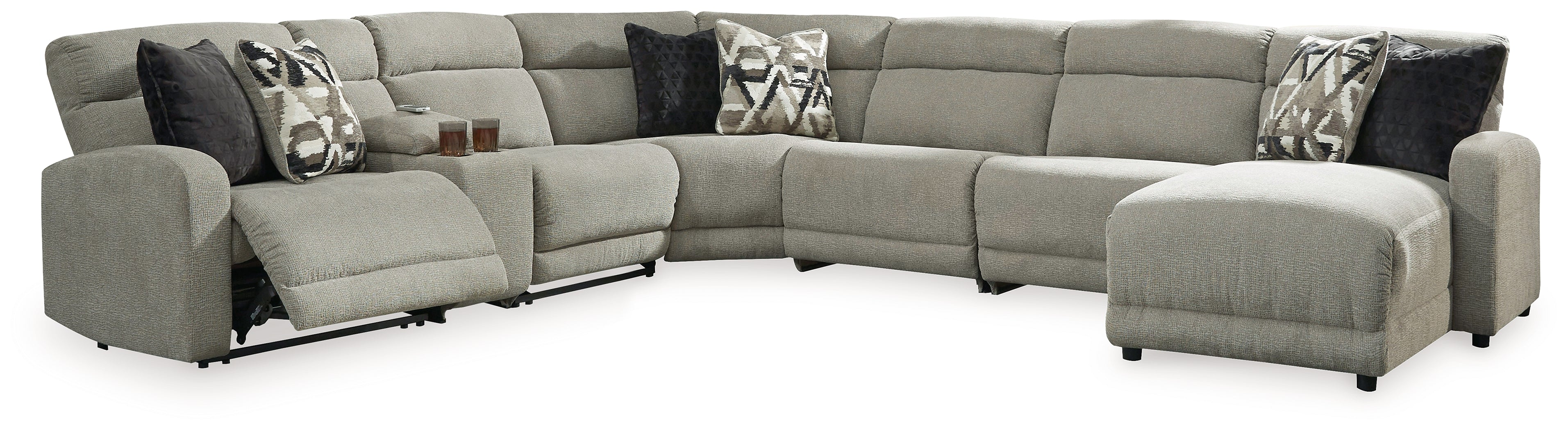 Leasing Furniture - Ashley Furniture - Colleyville Sectional - 7-Piece Power Reclining Sectional with Chaise / Stone - 54405S32