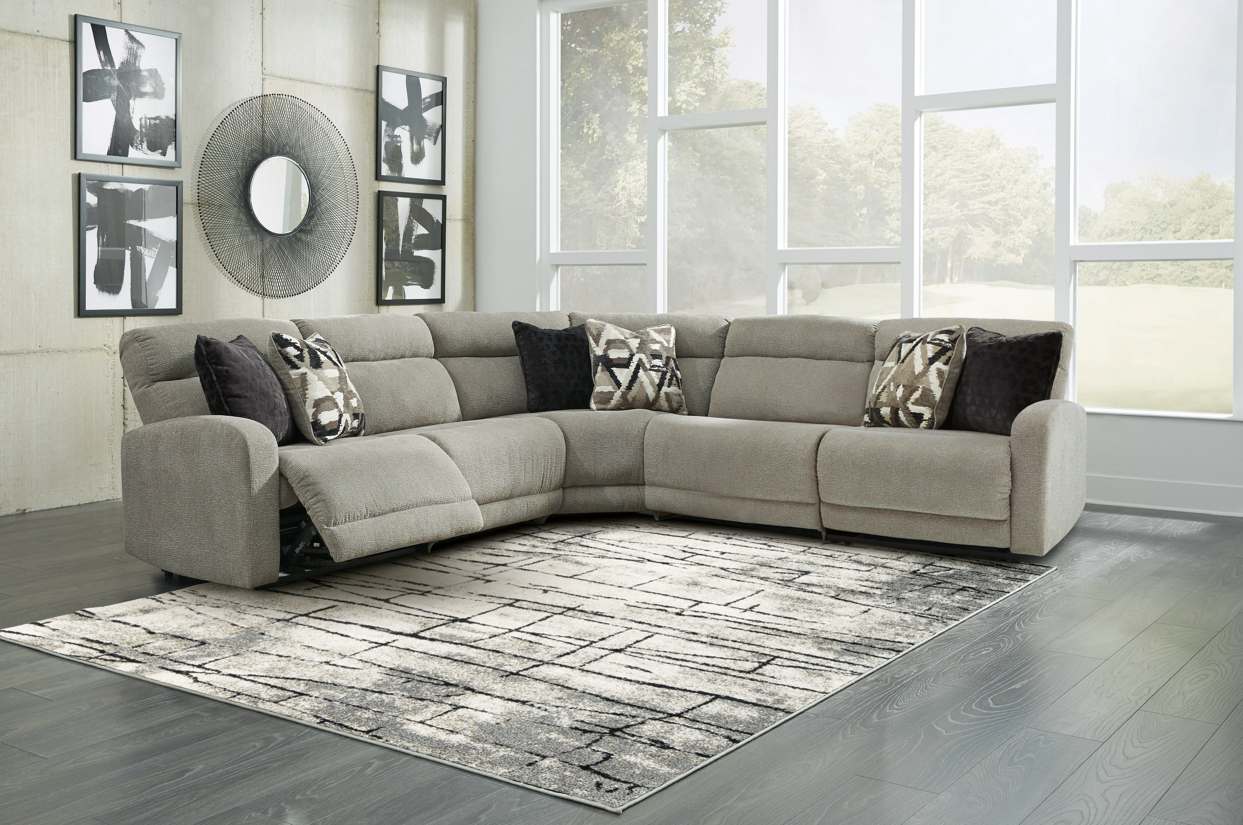 Leasing Furniture - Ashley Furniture - Colleyville Sectional - 5-Piece Power Reclining Sectional / Stone - 54405S7