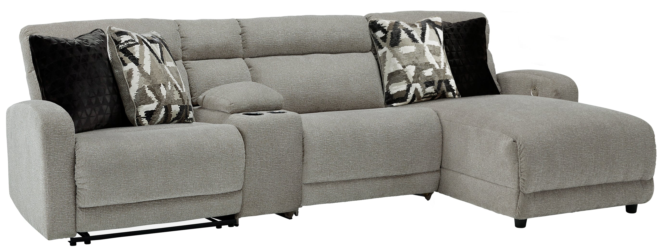 Leasing Furniture - Ashley Furniture - Colleyville Sectional - 4-Piece Power Reclining Sectional with Chaise / Stone - 54405S3