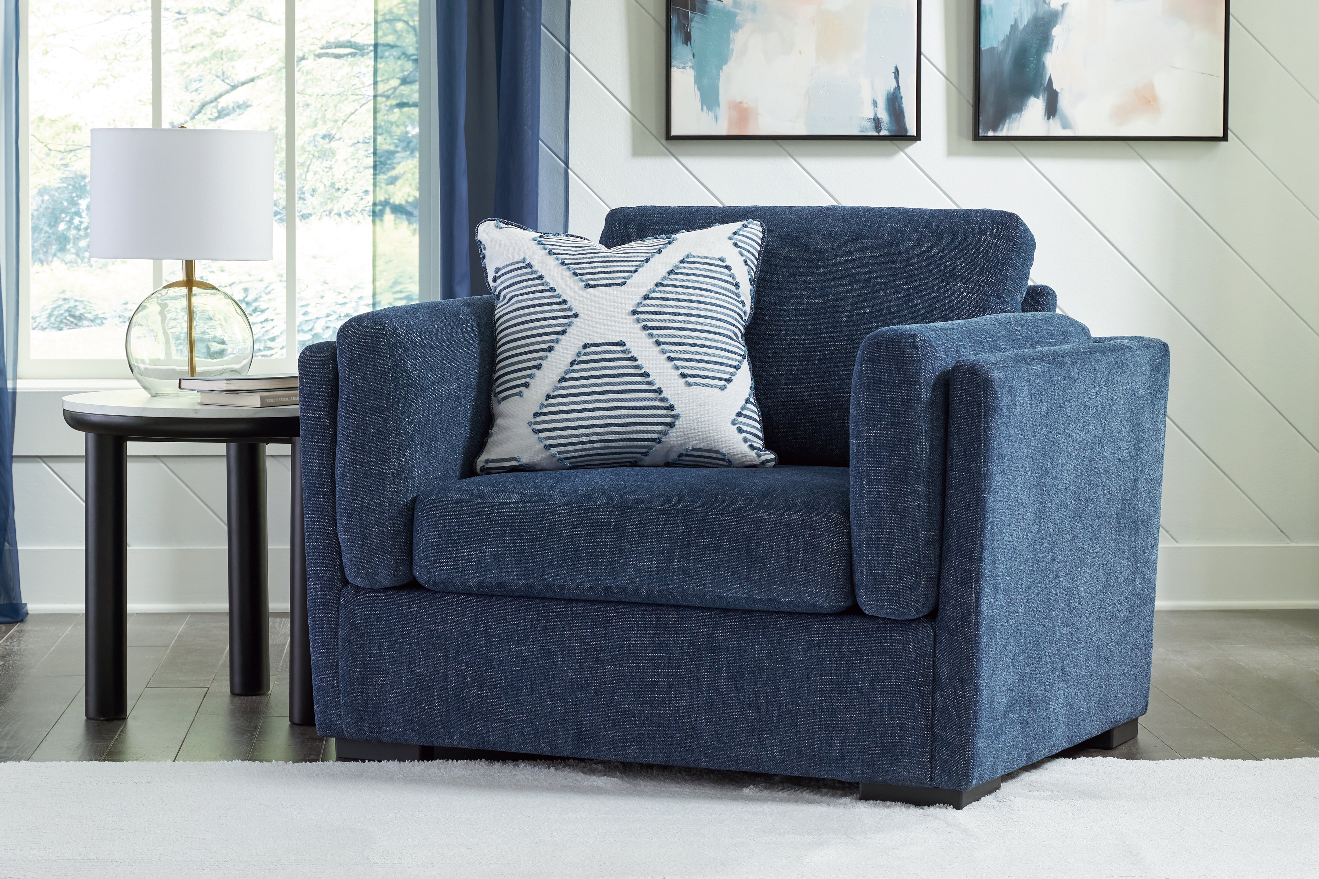 Leasing Furniture - Ashley Furniture - Evansley Living Room - Chair and a Half / Navy - 5450223