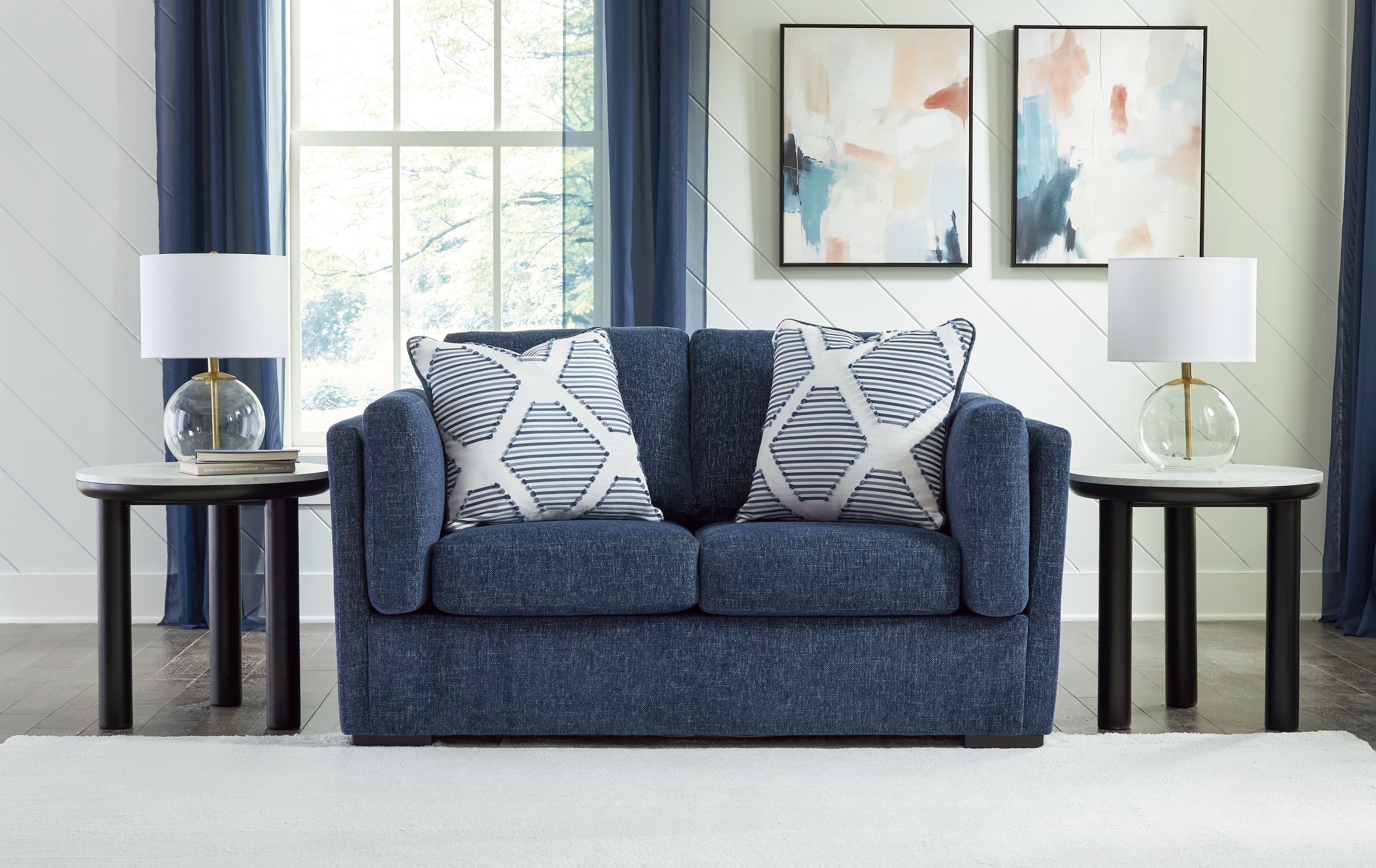 Leasing Furniture - Ashley Furniture - Evansley Living Room - Loveseat / Navy - 5450235