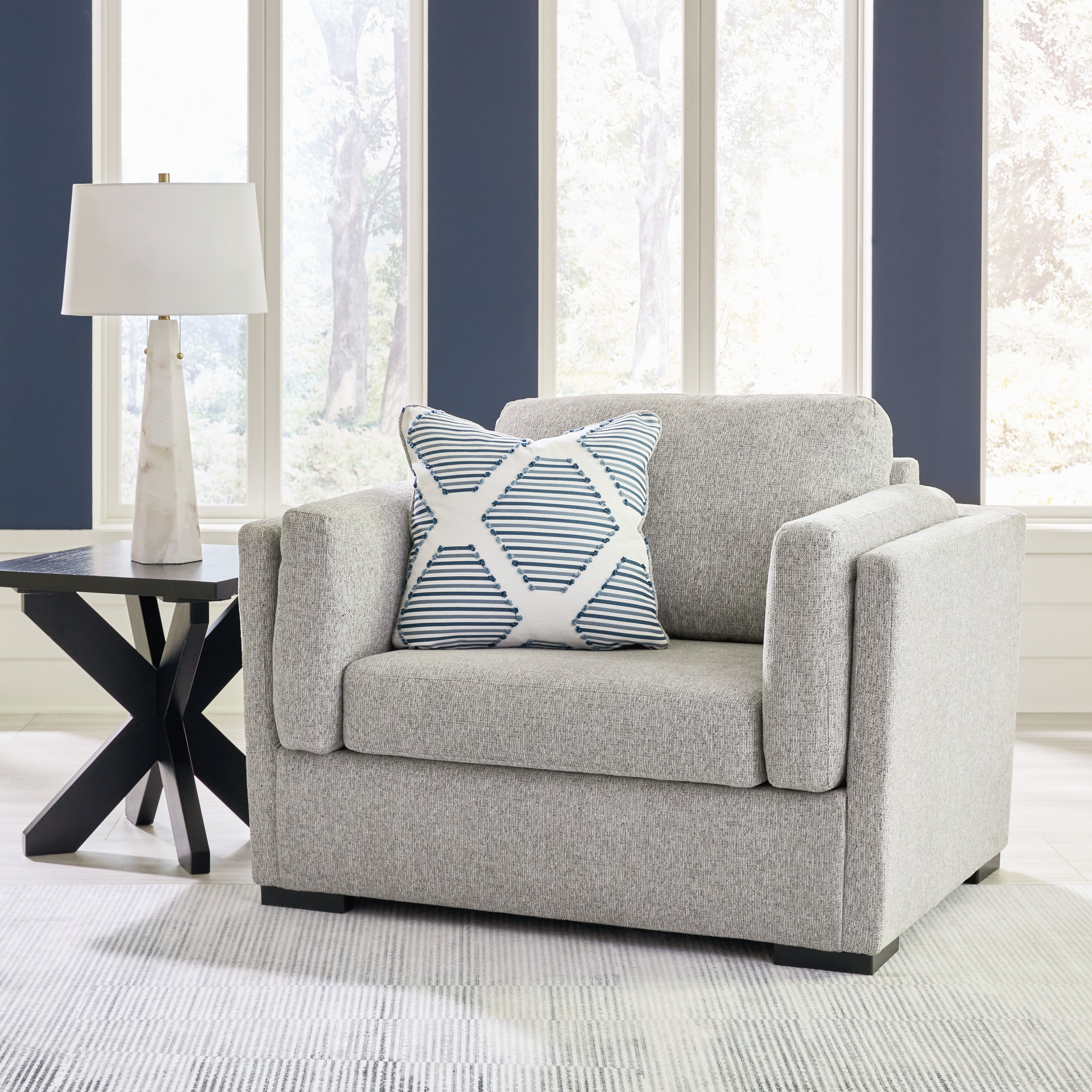 Leasing Furniture - Ashley Furniture - Evansley Living Room - Chair and a Half / Pewter - 5450323