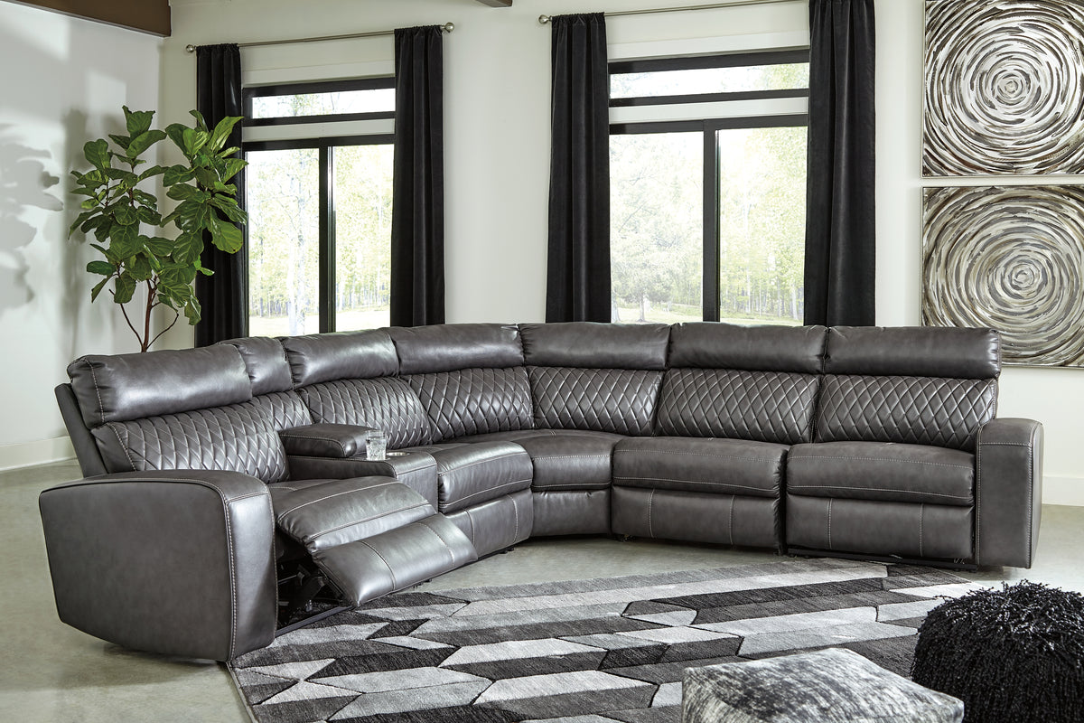 Leasing Furniture - Ashley Furniture - Samperstone Sectional - 2-Piece Power Reclining Sectional Loveseat / Gray - 55203S5