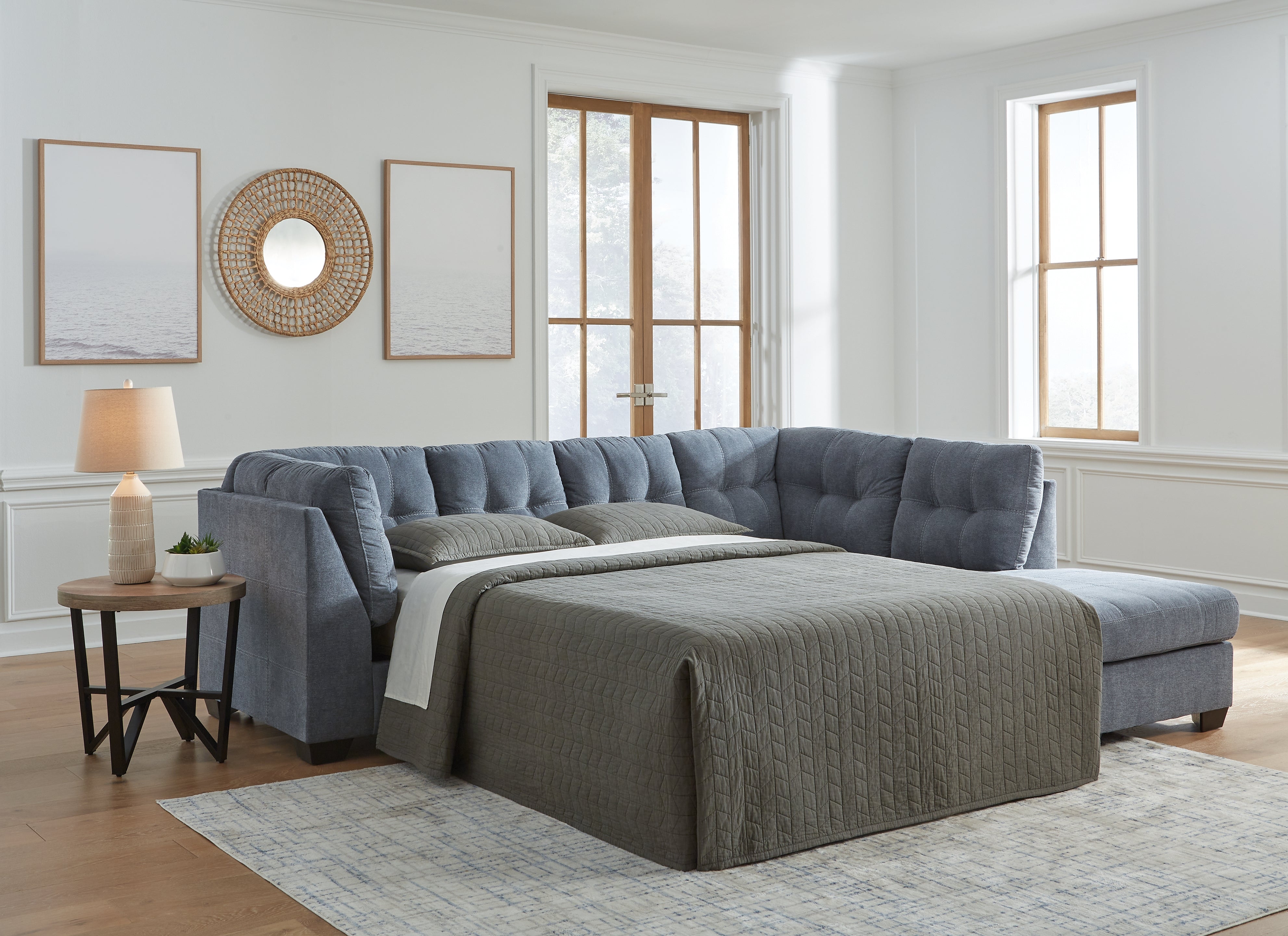 Leasing Furniture - Ashley Furniture - Marleton Sectional - 2-Piece Sleeper Sectional with Chaise / Denim - 55303S4